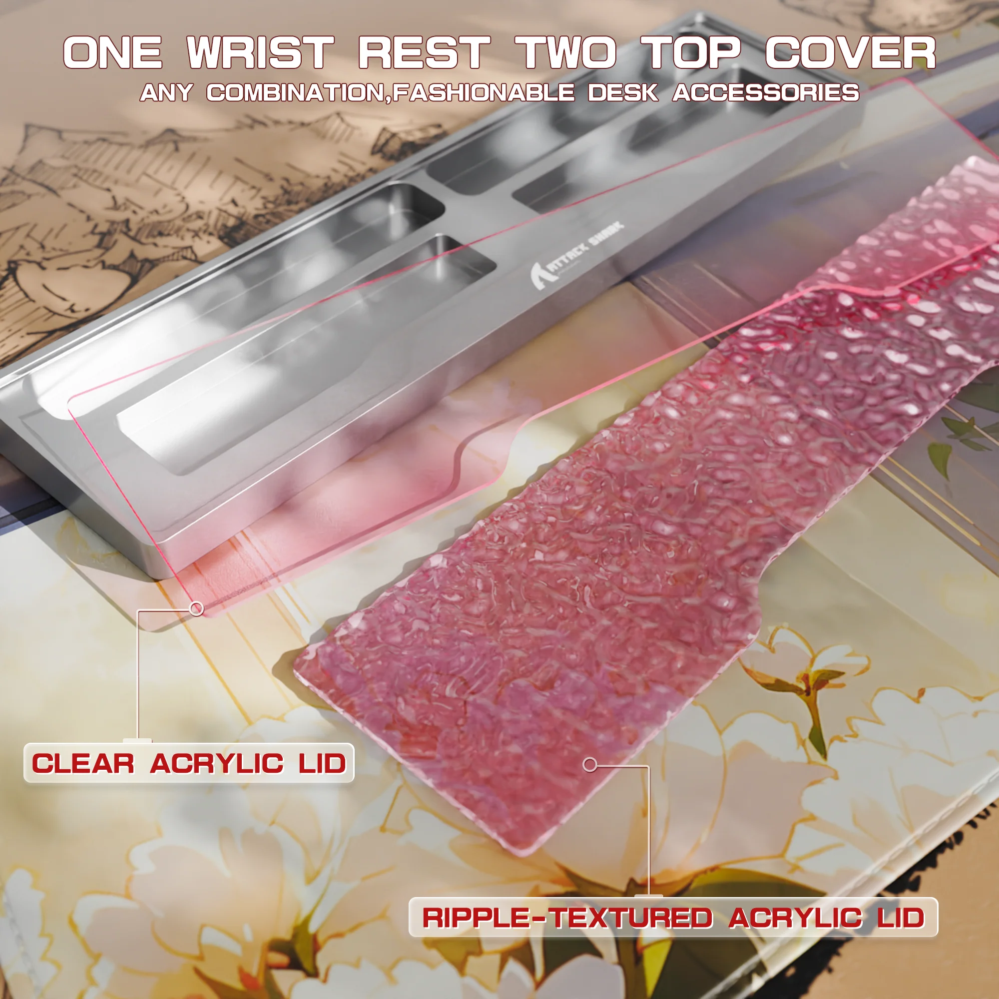 ATTACK SHARK Aluminum Alloy Wrist Rest with Partition Storage Case - Image 16