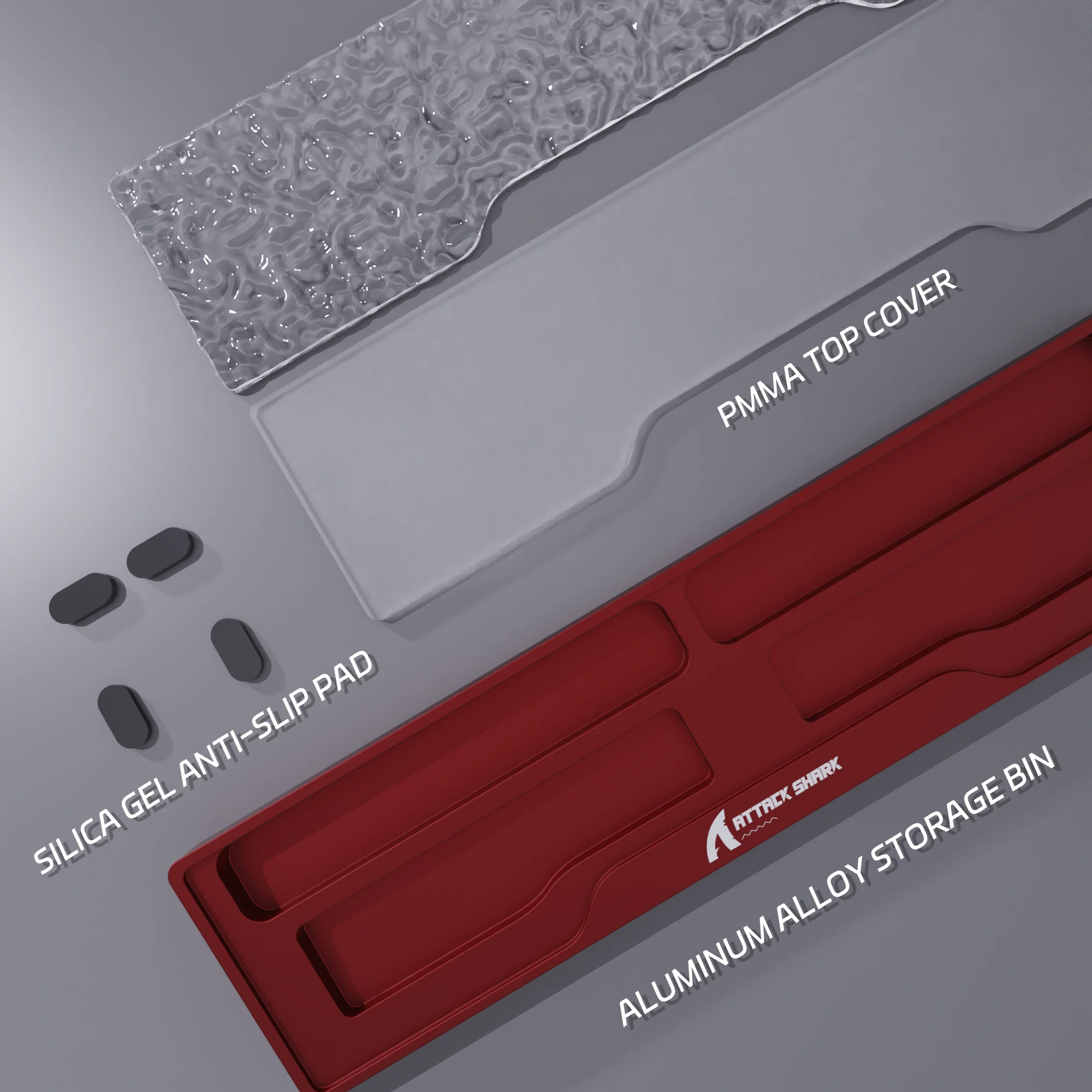 ATTACK SHARK Aluminum Alloy Wrist Rest with Partition Storage Case - Image 34