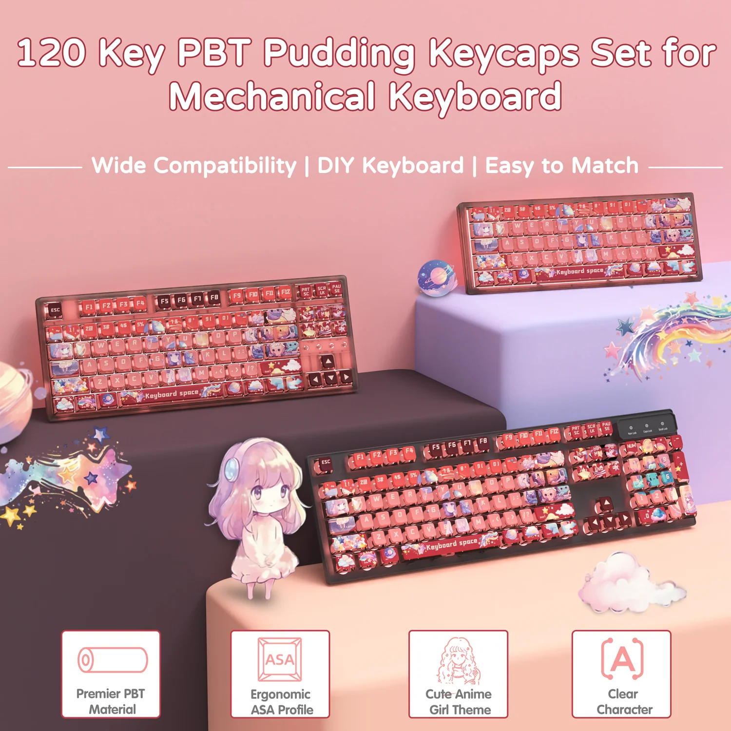 ATTACK SHARK 120 Keys PBT Dye-Sublimation Pudding Keycaps Set - Image 35