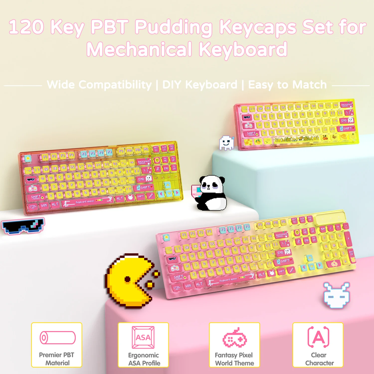 ATTACK SHARK 120 Keys PBT Dye-Sublimation Pudding Keycaps Set - Image 42