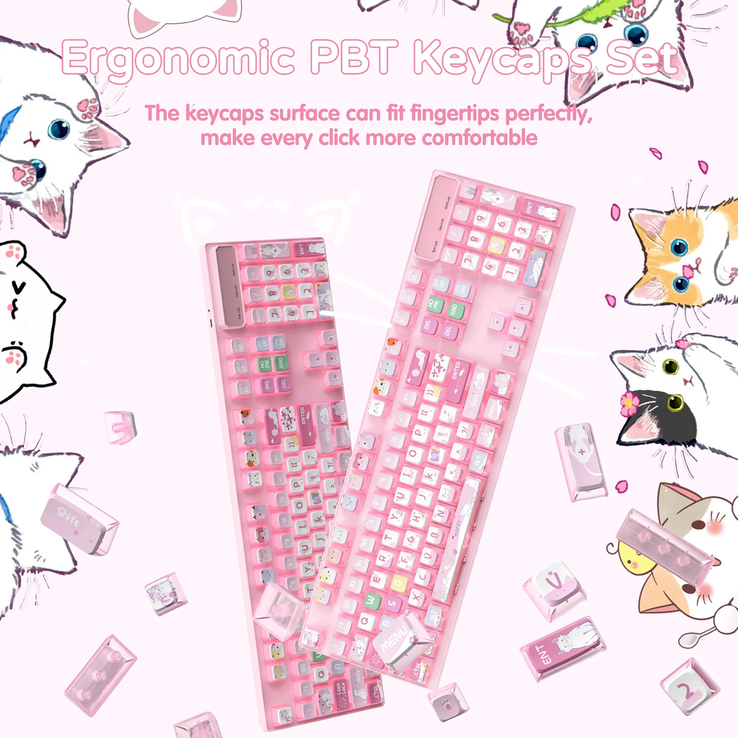 ATTACK SHARK 120 Keys PBT Dye-Sublimation Pudding Keycaps Set - Image 5