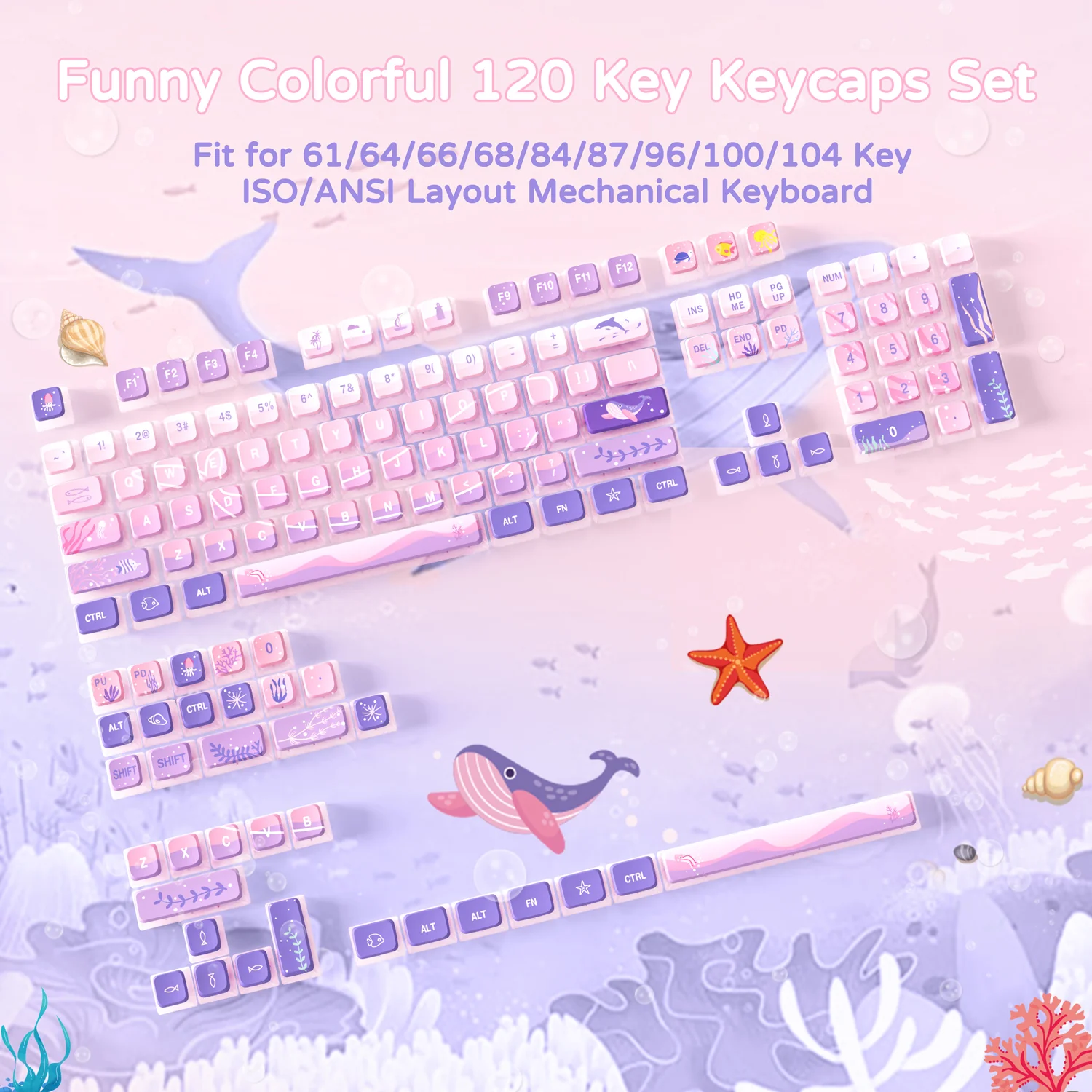 ATTACK SHARK 120 Keys PBT Dye-Sublimation Pudding Keycaps Set - Image 54