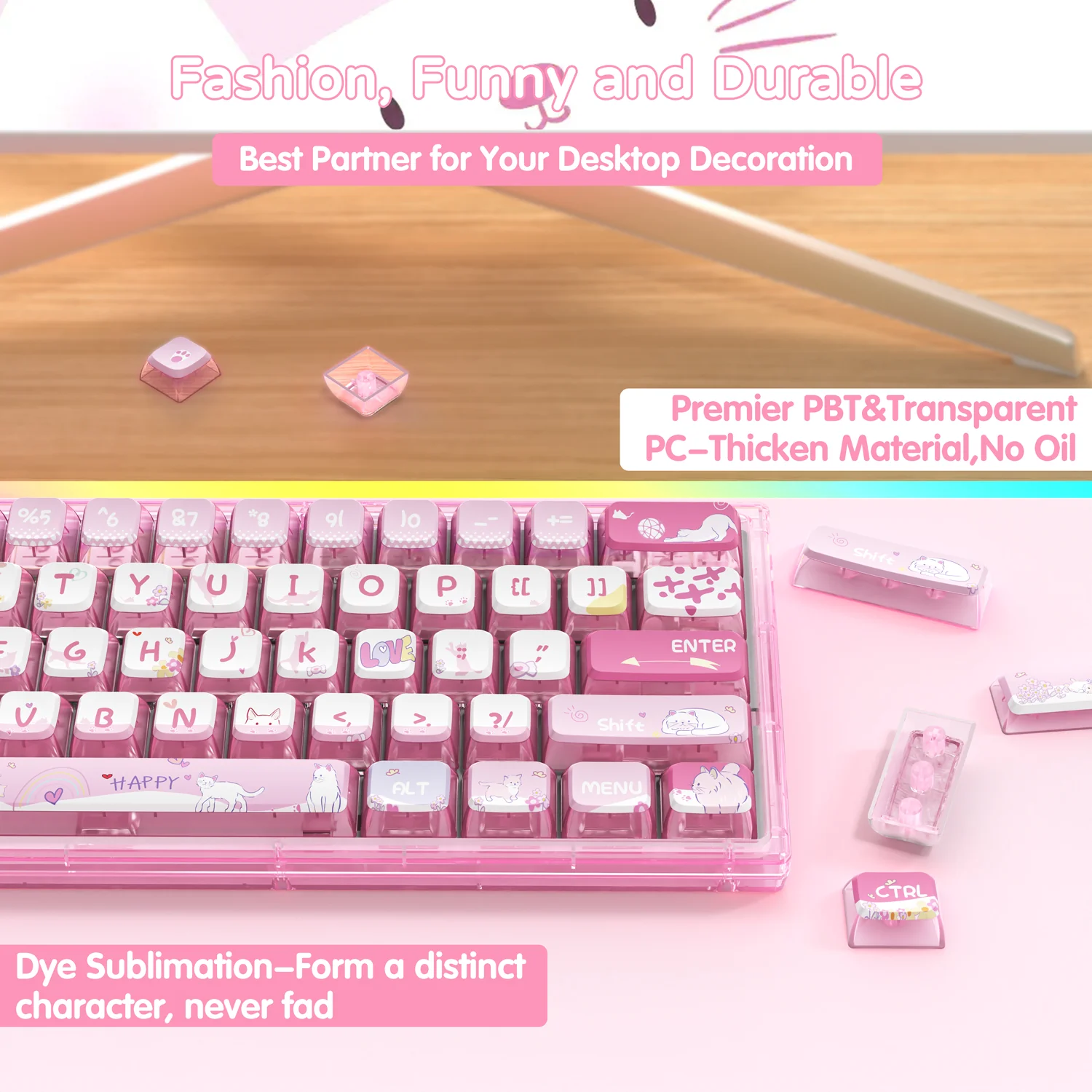 ATTACK SHARK 120 Keys PBT Dye-Sublimation Pudding Keycaps Set - Image 61