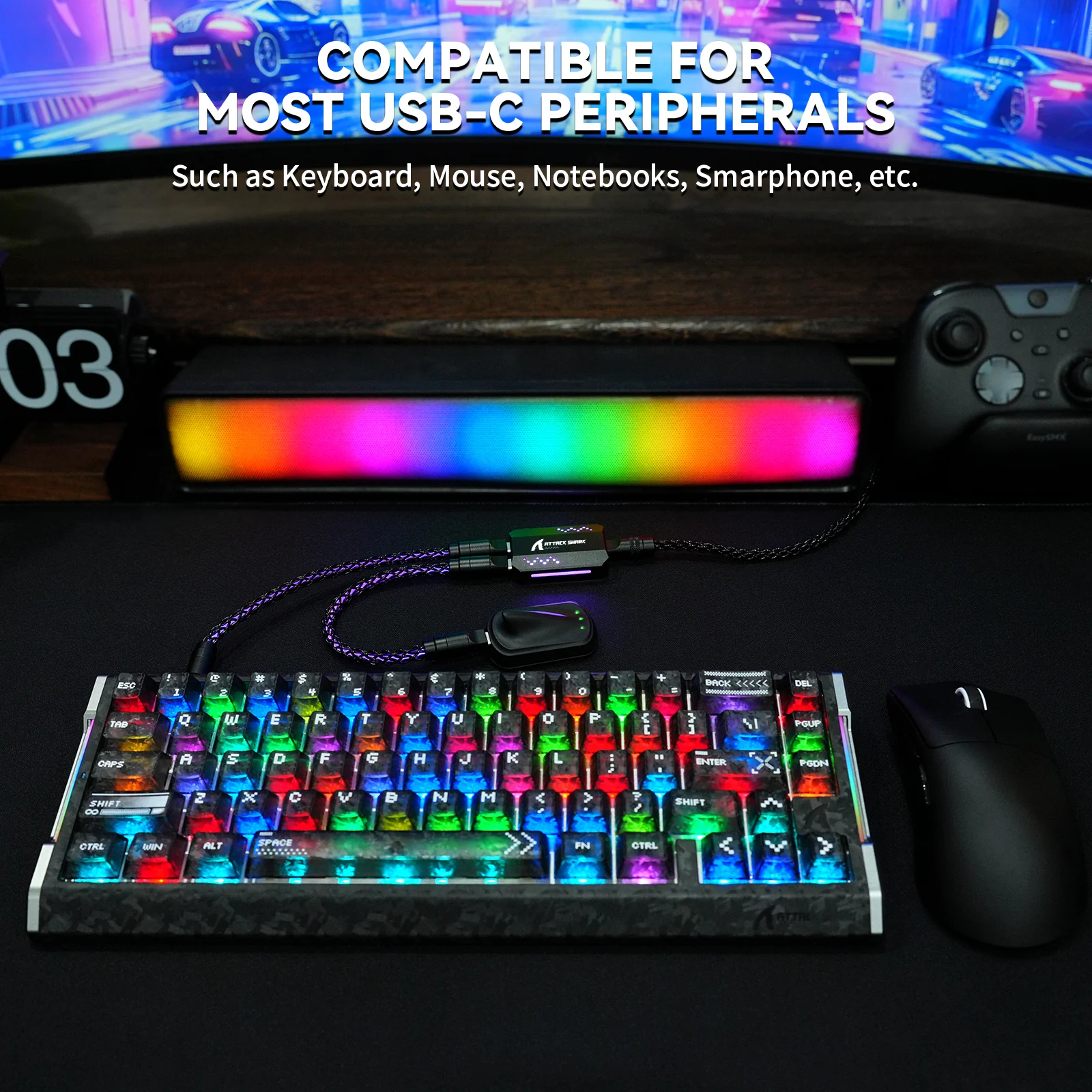 ATTACK SHARK C07 PRO 2-In 1 Type C Cable for 8KHz Gaming Keyboard/Mouse - Image 21
