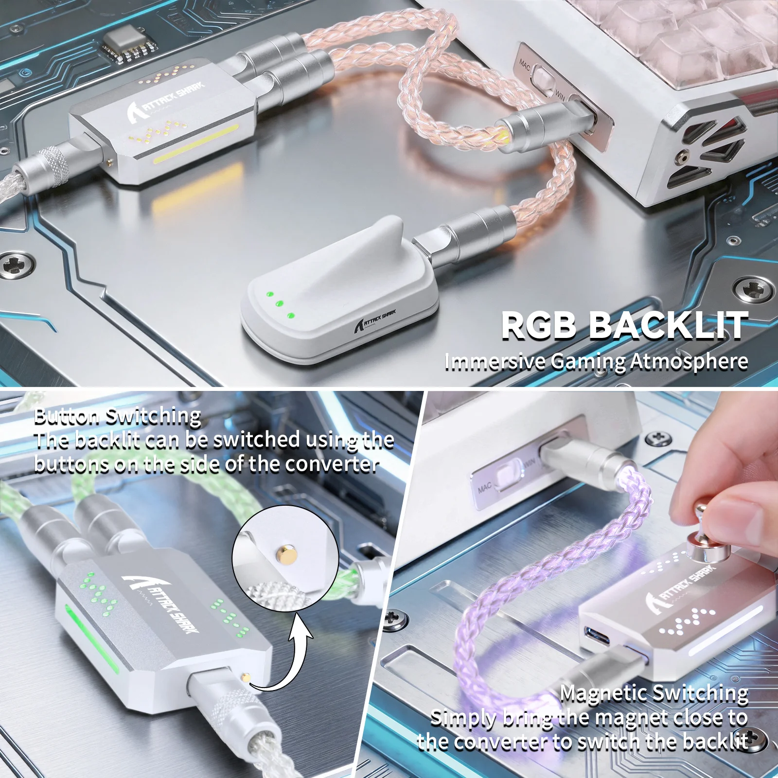 ATTACK SHARK C07 PRO 2-In 1 Type C Cable for 8KHz Gaming Keyboard/Mouse - Image 4