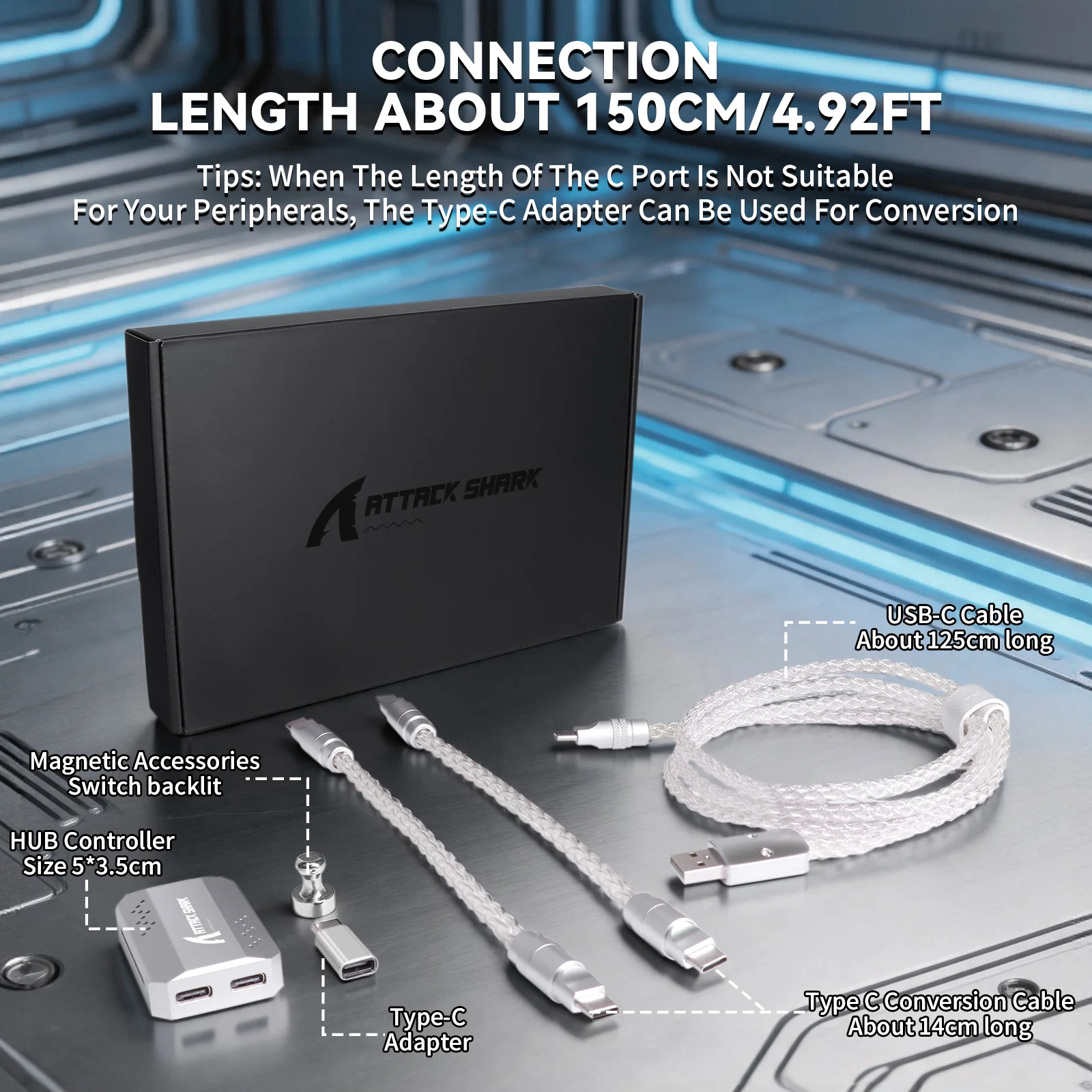 ATTACK SHARK C07 PRO 2-In 1 Type C Cable for 8KHz Gaming Keyboard/Mouse - Image 8