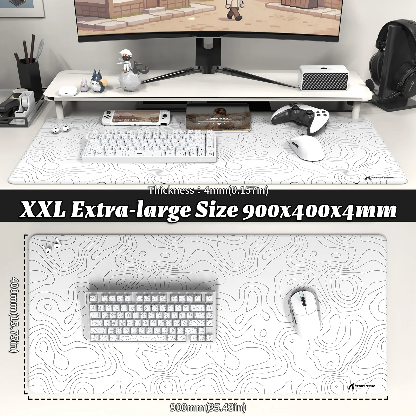 ATTACK SHARK CM02PRO eSport Gaming Mousepad (900x400x4 MM) - Image 34
