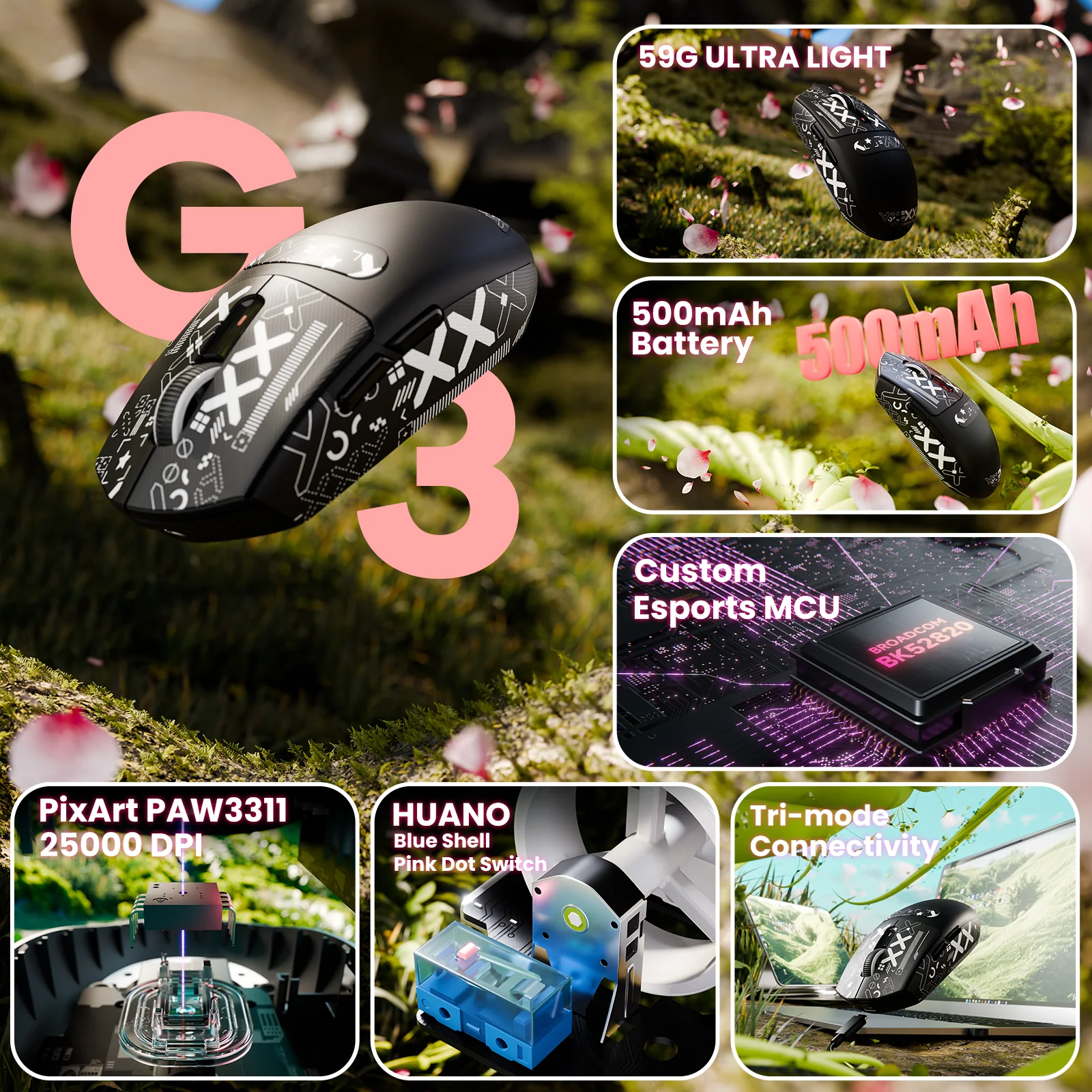 ATTACK SHARK G3 Tri-mode Wireless Gaming Mouse 25000 DPI Ultra Lightweight - Image 29
