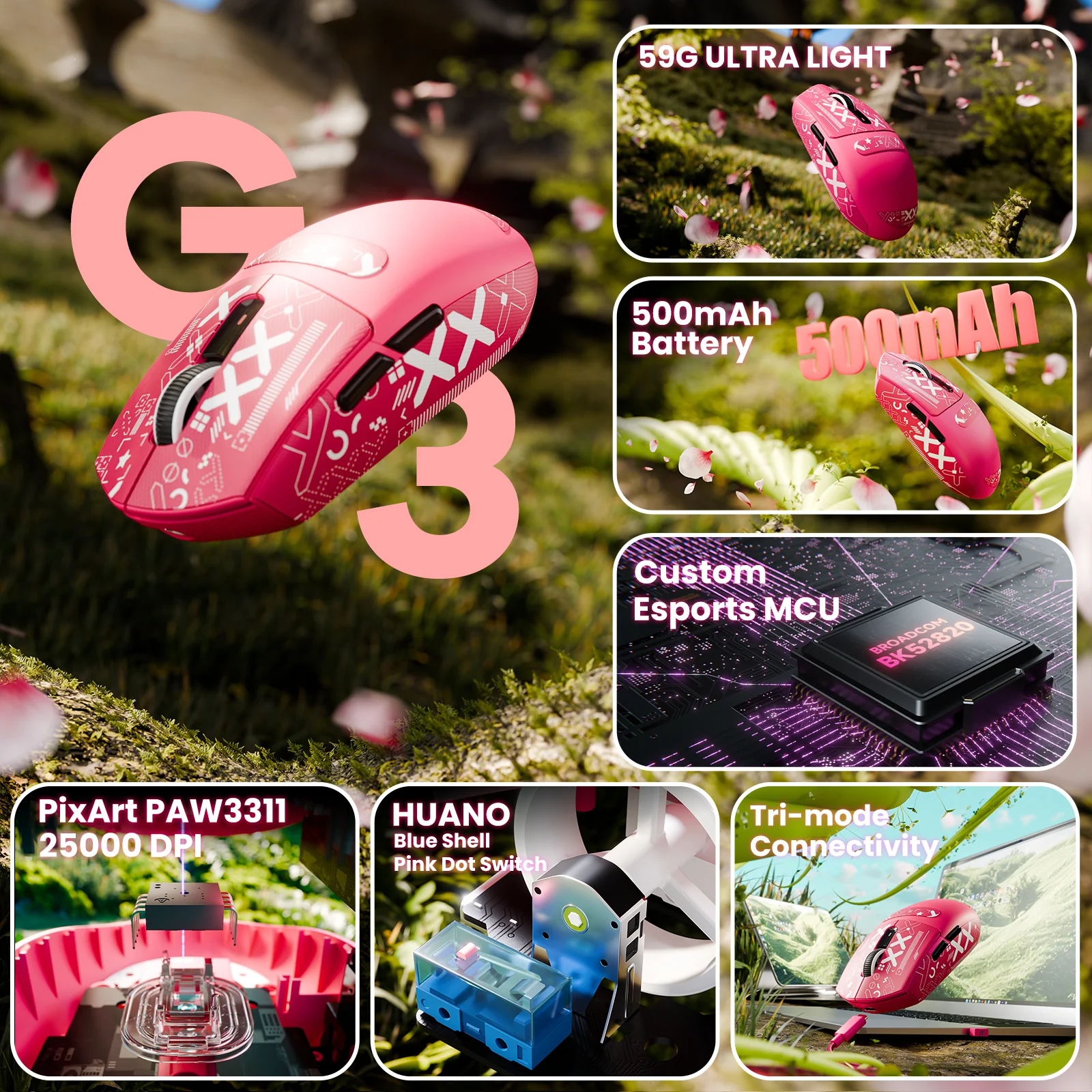 ATTACK SHARK G3 Tri-mode Wireless Gaming Mouse 25000 DPI Ultra Lightweight - Image 47