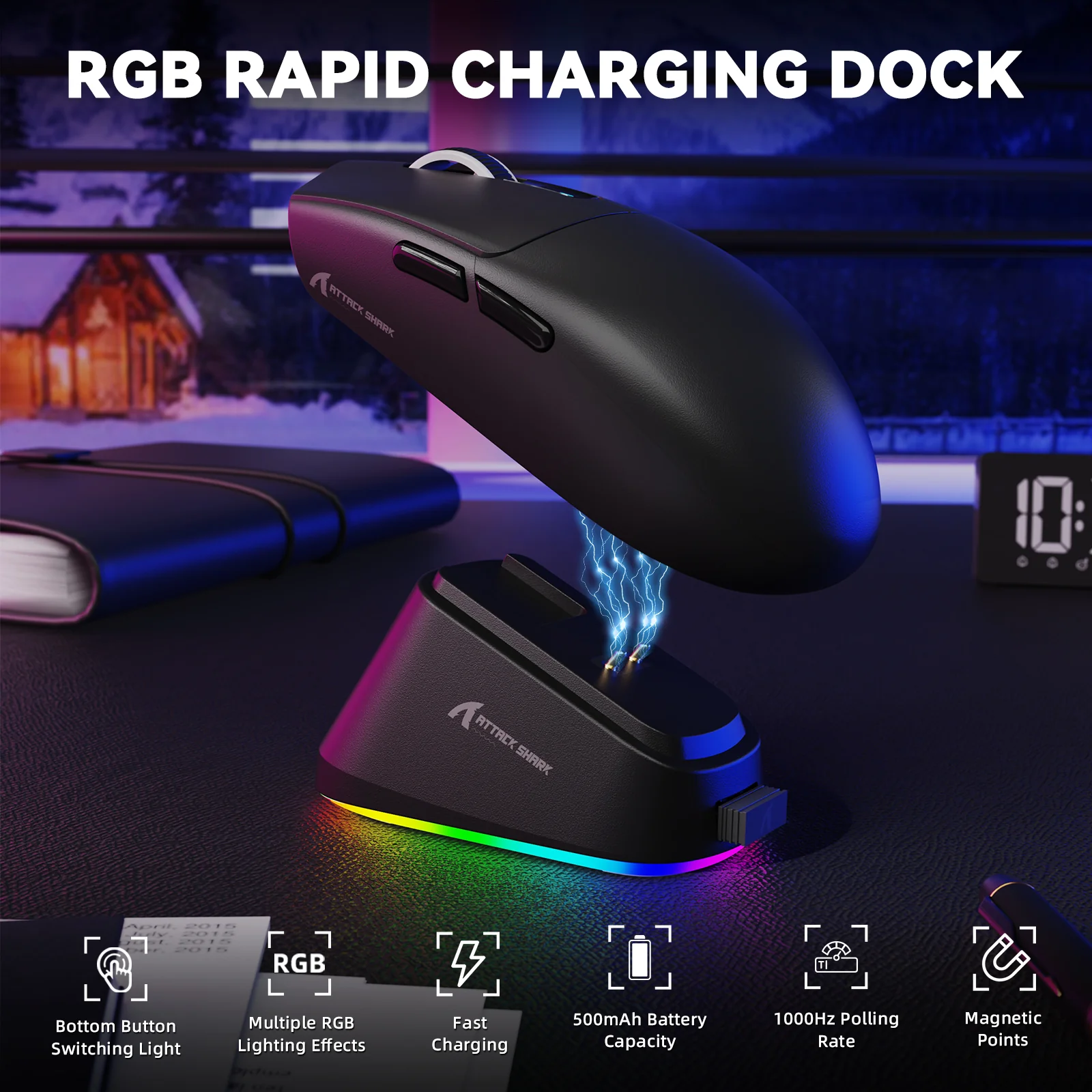 ATTACK SHARK G3PRO Tri-mode Wireless Gaming Mouse with Charge Dock 25000 DPI Ultra Lightweight - Image 4