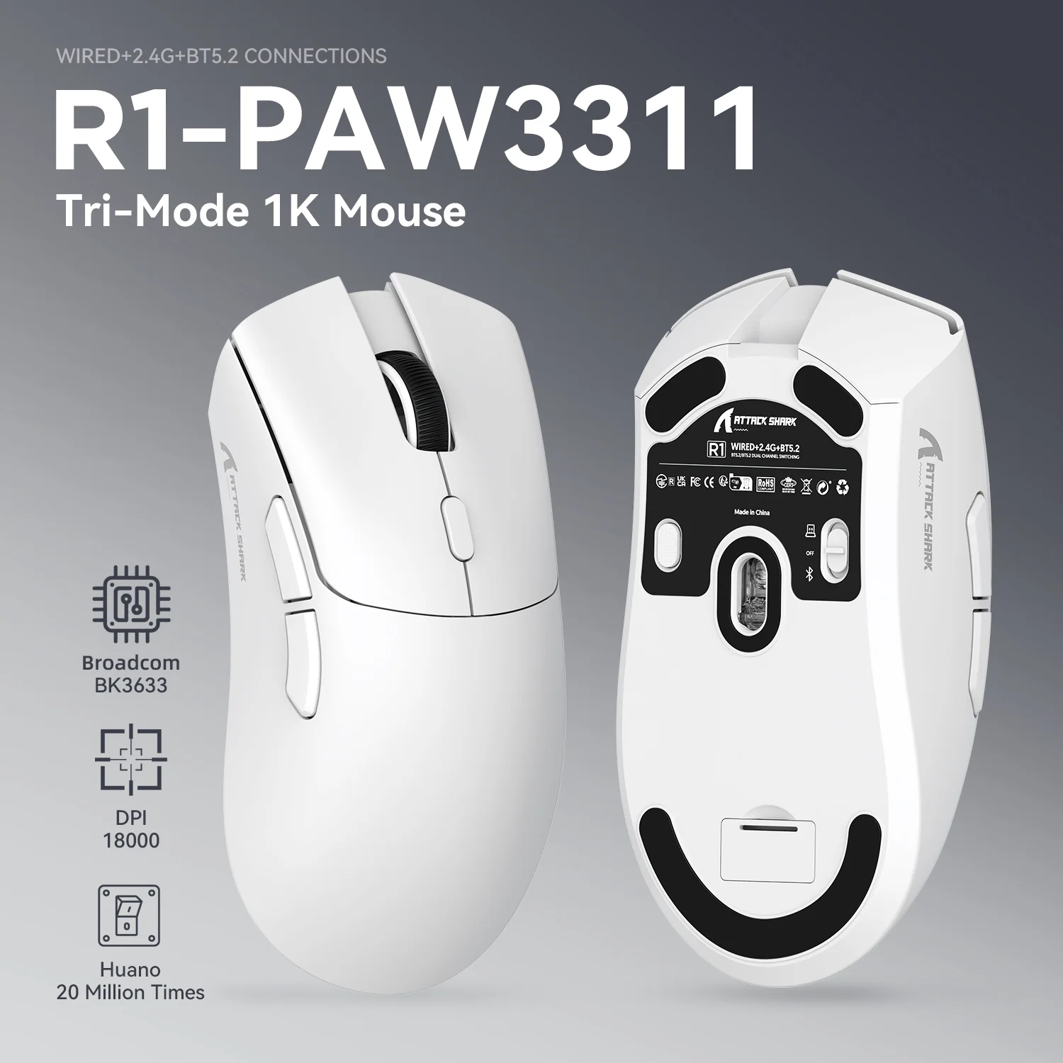 ATTACK SHARK R1 Wireless Gaming Mouse - Image 7