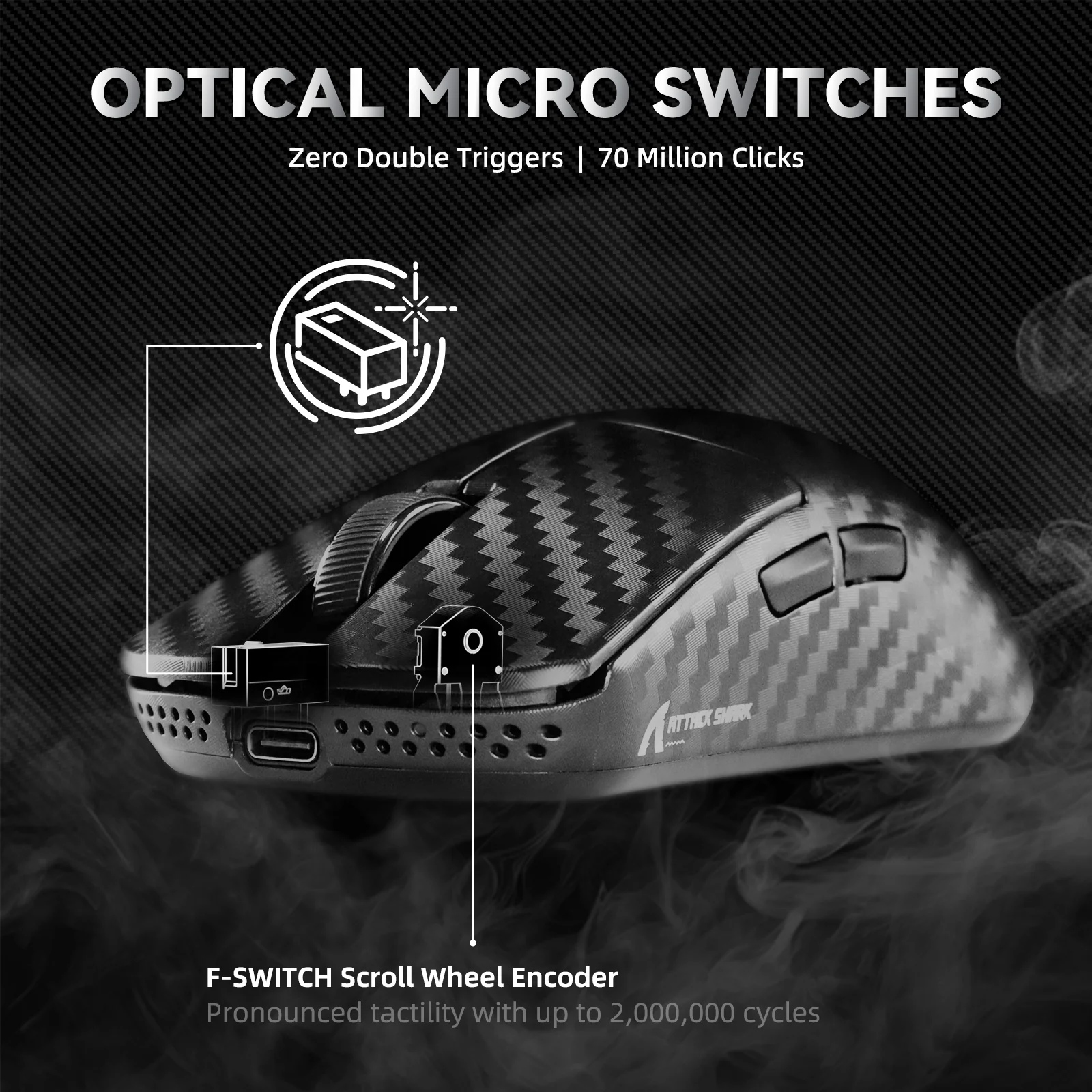 ATTACK SHARK R11 ULTRA Carbon Fiber Wireless 8K PAW3950MAX Gaming Mouse - Image 18