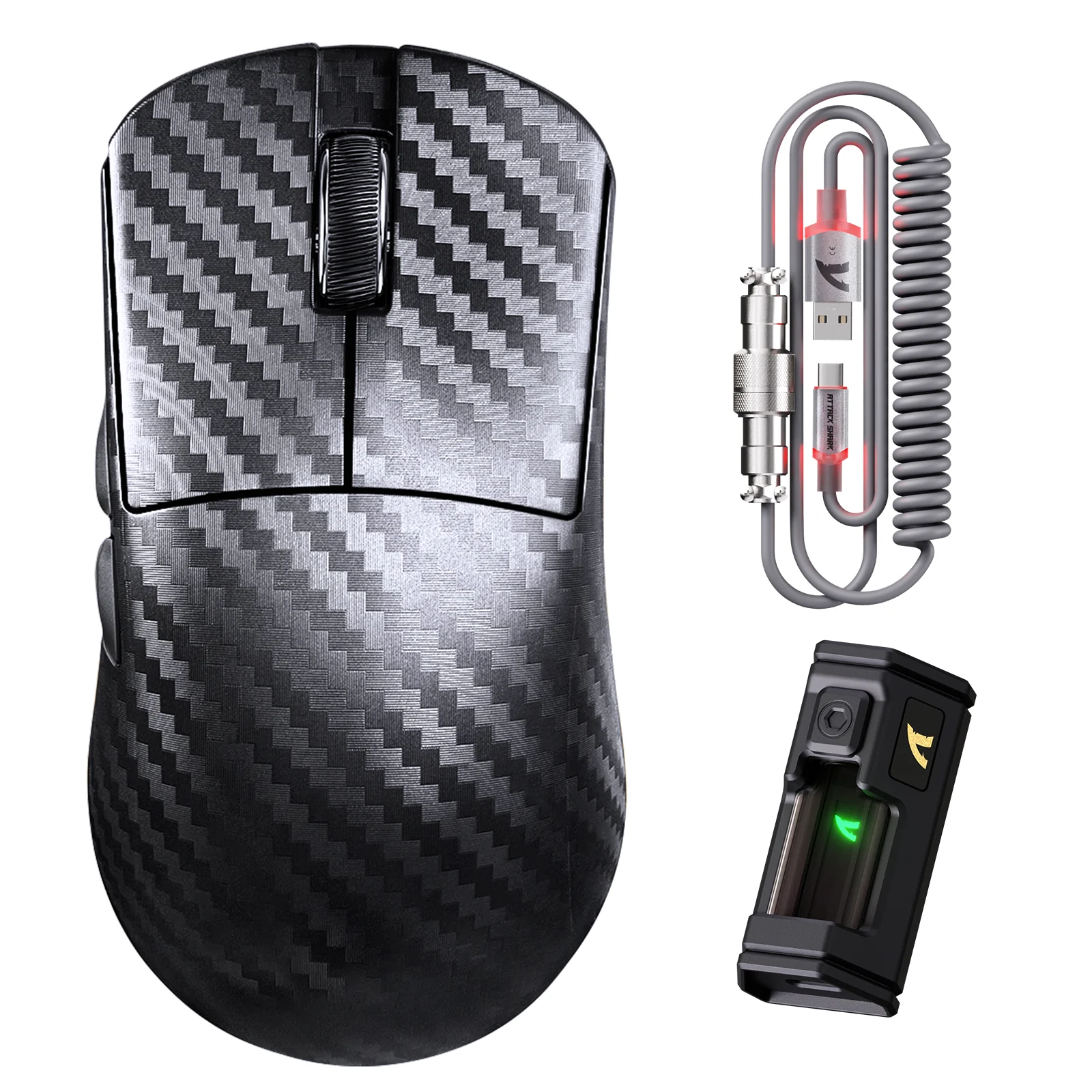 ATTACK SHARK R11 ULTRA Carbon Fiber Wireless 8K PAW3950MAX Gaming Mouse with C06 Ultra LED Cable - Image 11