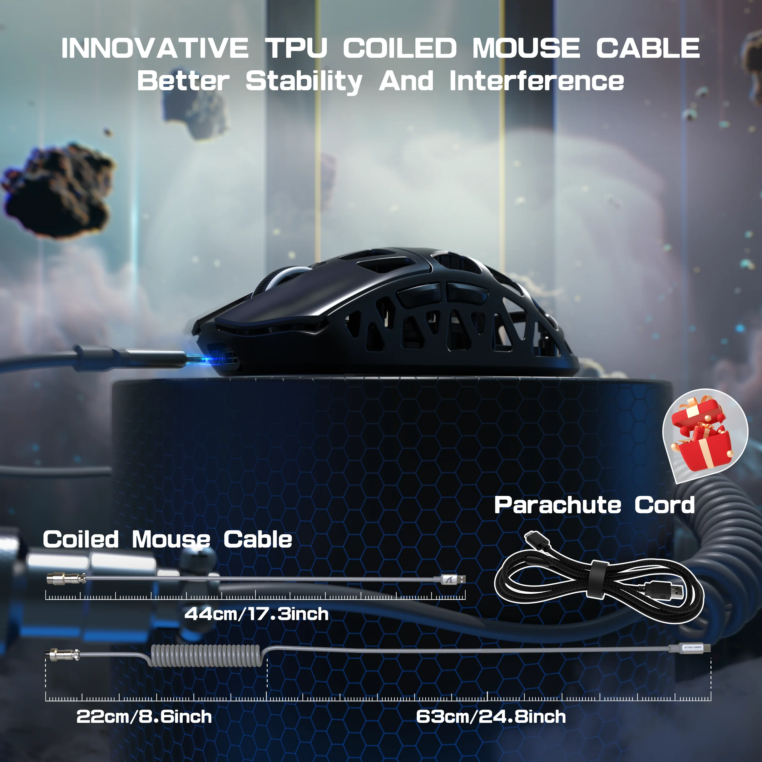 ATTACK SHARK R3 Magnesium Alloy Gaming Mouse 8K with C06 Coiled Cable - Image 26