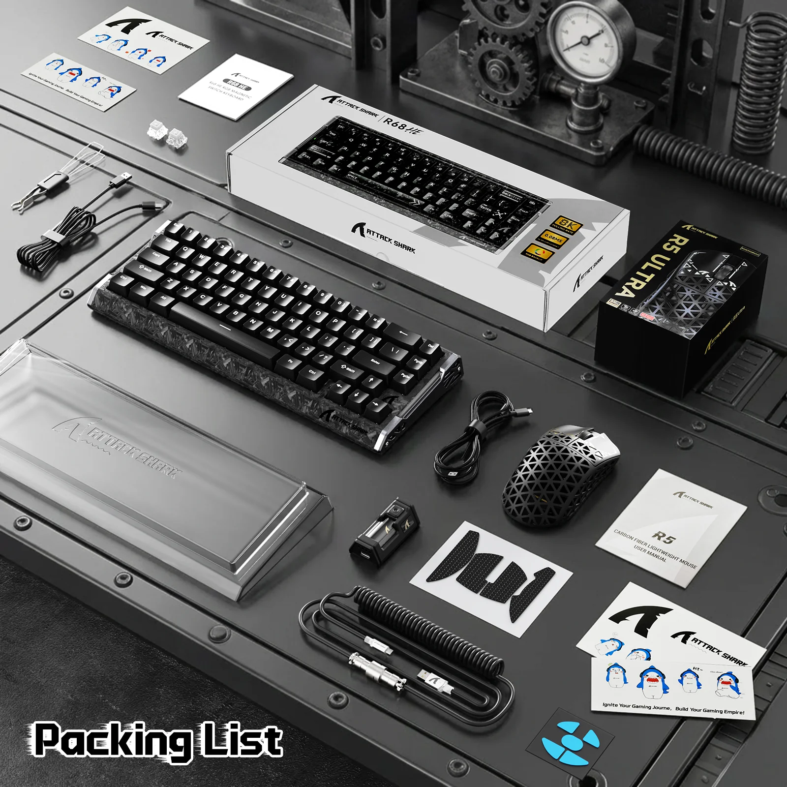 ATTACK SHARK R68 HE & R5 ULTRA Carbon Fiber Gaming Bundle With C01 ULTRA Coiled Cable - Image 27