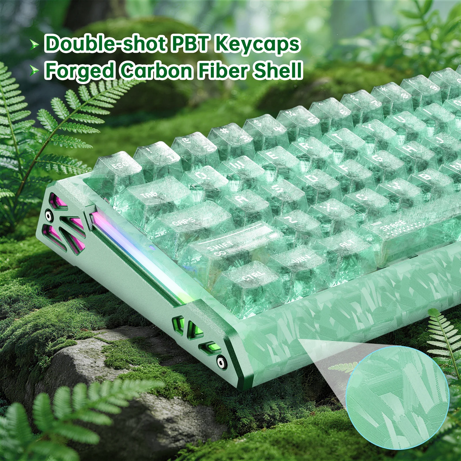 ATTACK SHARK R68 HE Carbon Fiber Wired Rapid Trigger Magnetic Switch Keyboard With C01 Ultra RGB Coiled Cable - Image 34