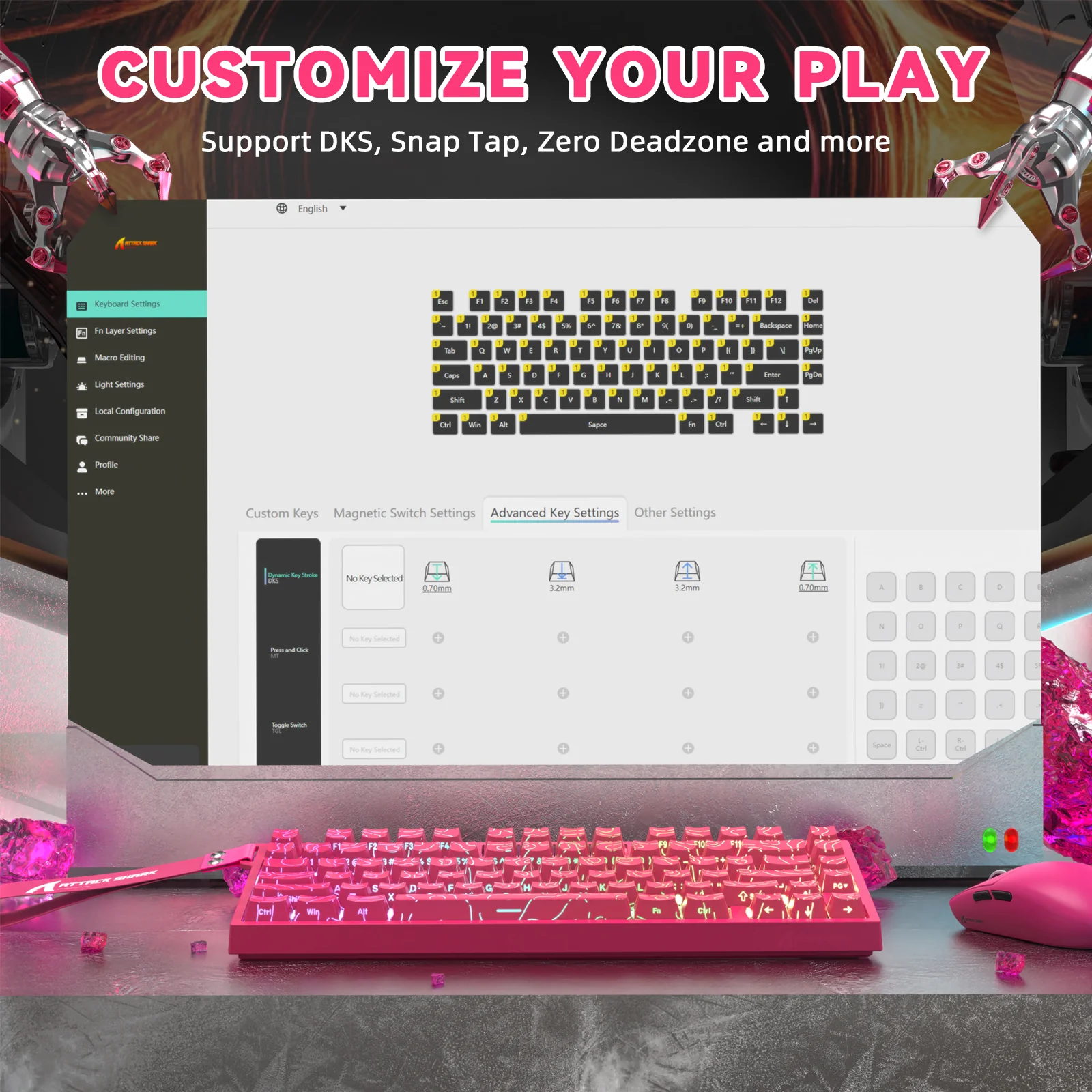 ATTACK SHARK R82 HE Rapid Trigger Keyboard Magnetic Switch with 0.005MM RT - Image 25