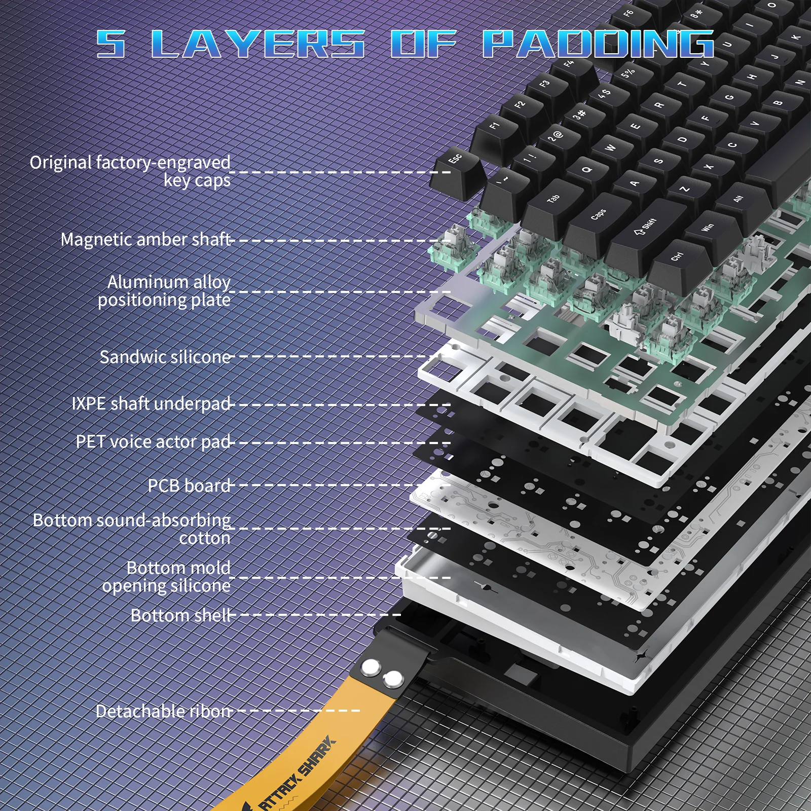 ATTACK SHARK R82 HE Wired 75% Gaming Keyboard  with C01ULTRA LED Cable - Image 13