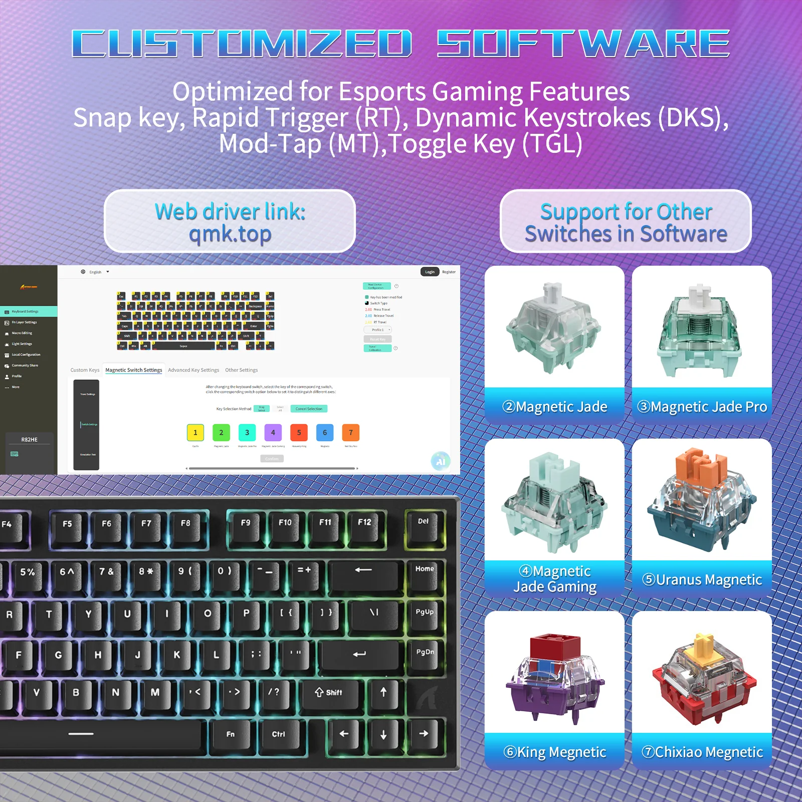 ATTACK SHARK R82 HE Wired 75% Gaming Keyboard  with C01ULTRA LED Cable - Image 18