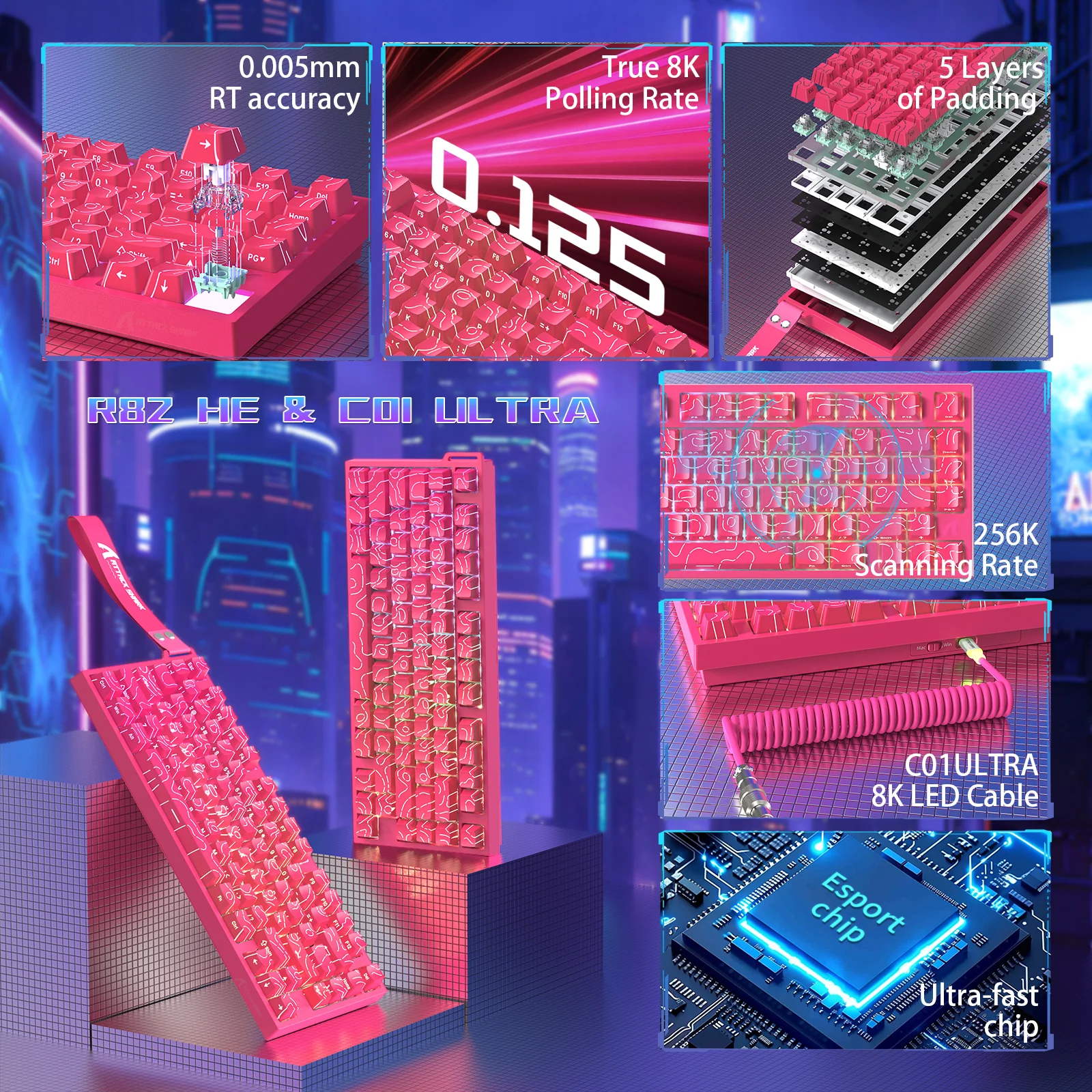 ATTACK SHARK R82 HE Wired 75% Gaming Keyboard  with C01ULTRA LED Cable - Image 22
