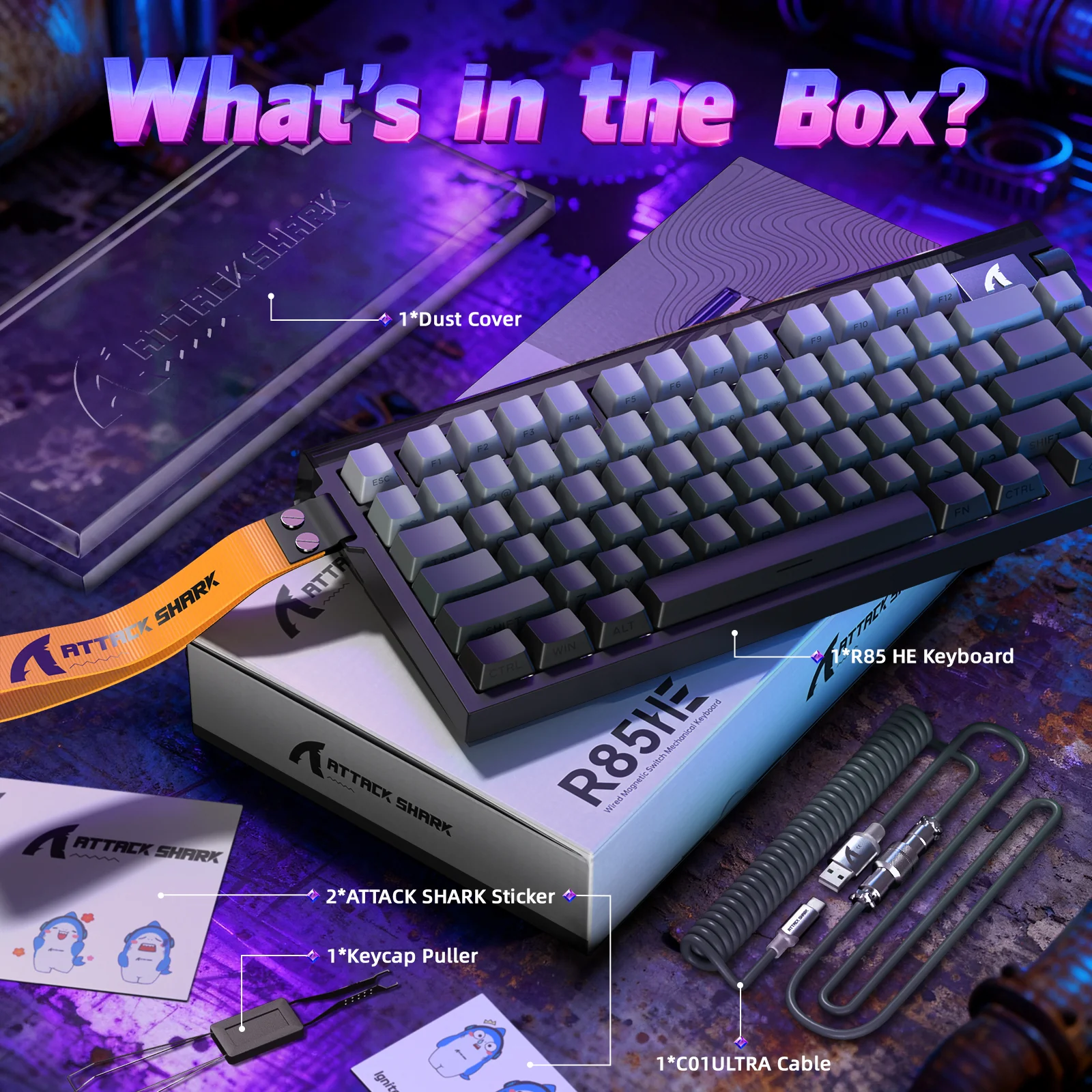 ATTACK SHARK R85 HE Rapid Trigger Keyboard with C01ULTRA LED Cable - Image 14