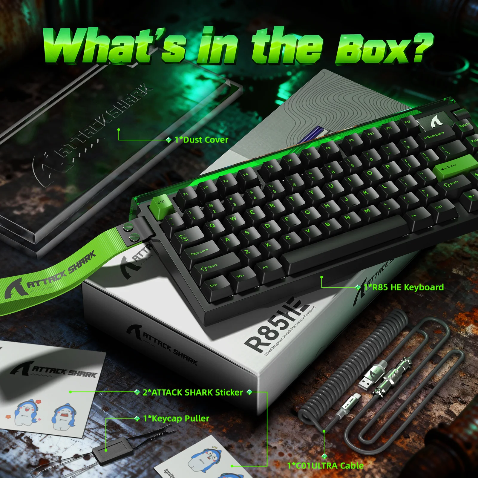 ATTACK SHARK R85 HE Rapid Trigger Keyboard with C01ULTRA LED Cable - Image 5