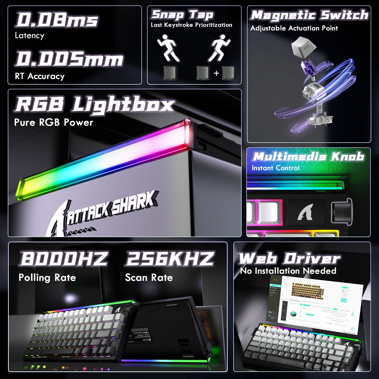 ATTACK SHARK R85 HE Rapid Trigger Keyboard Magnetic Switch with Custom Lightbox - Image 13