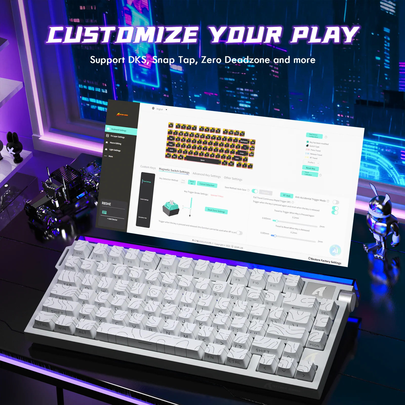 ATTACK SHARK R85 HE Rapid Trigger Keyboard Magnetic Switch with Custom Lightbox - Image 39