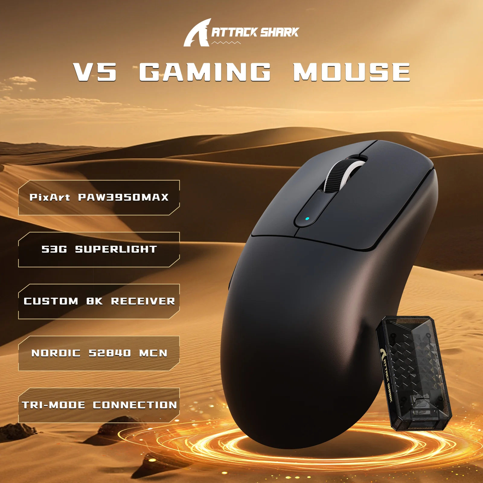 ATTACK SHARK V5 8KHz Wireless PAW3950MAX Gaming Mouse with C06 Ultra Cable - Image 10