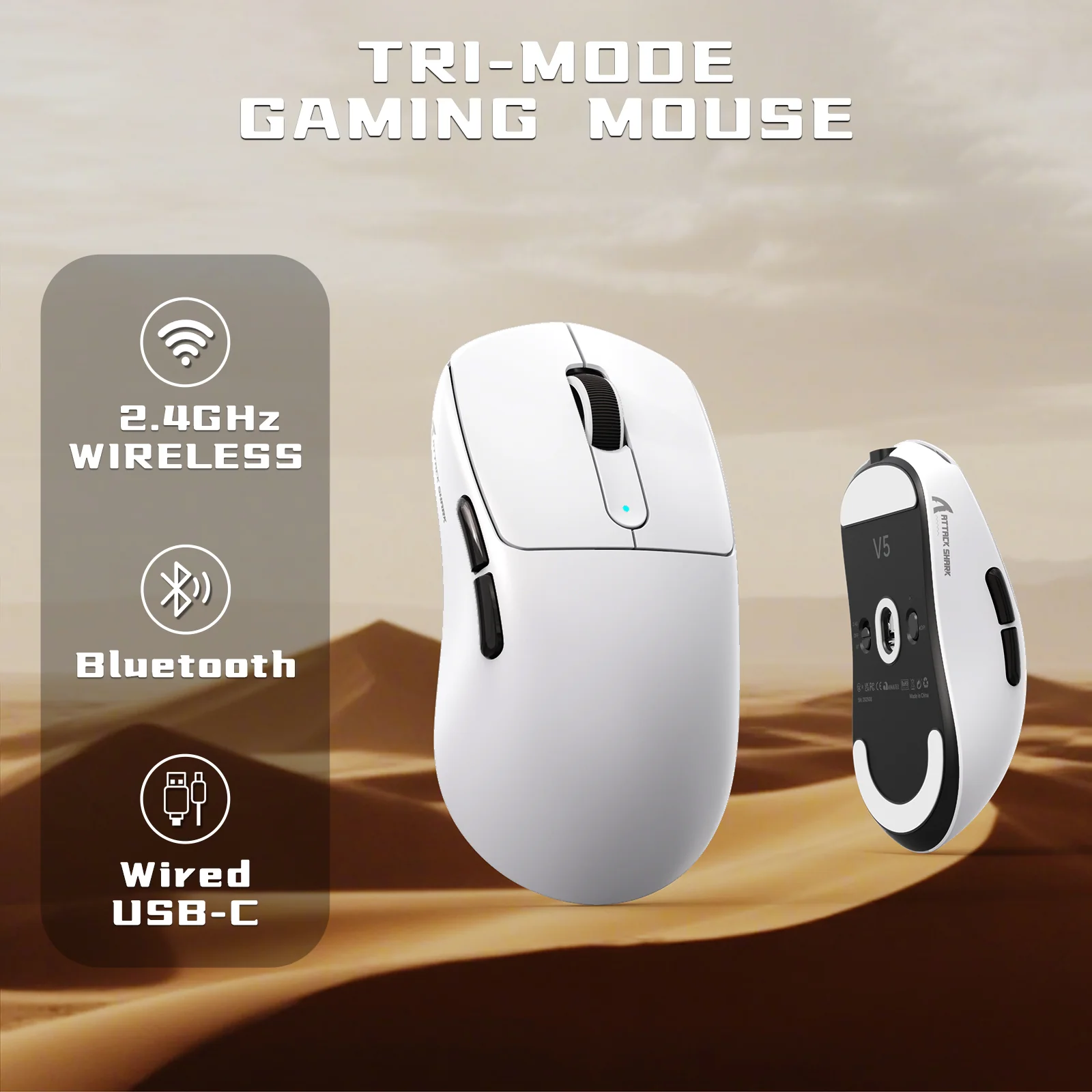 ATTACK SHARK V5 8KHz Wireless PAW3950MAX Gaming Mouse with C06 Ultra Cable - Image 4