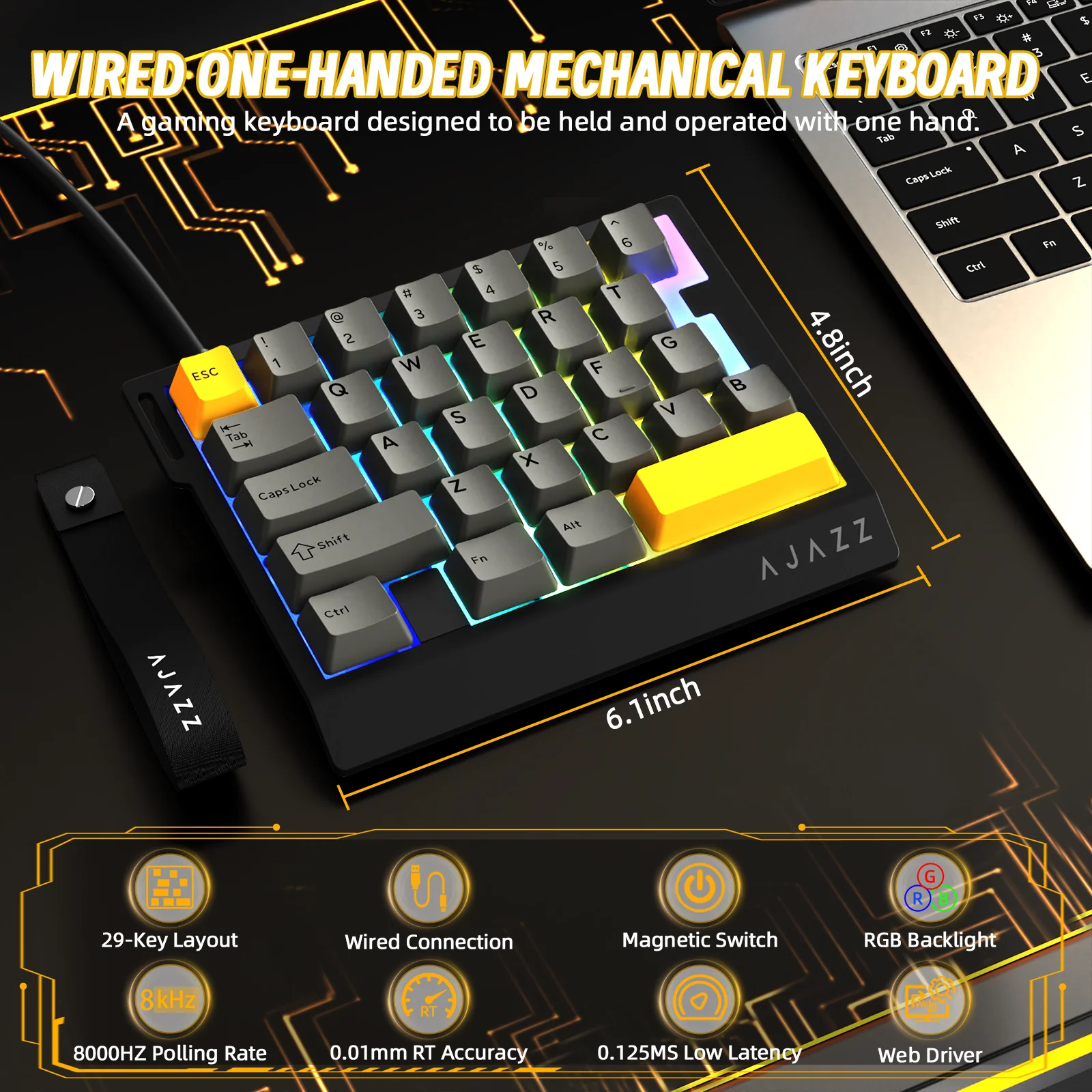 ATTACK SHARK X AJAZZ AK029 Wired One-Handed Gaming Keyboard - Image 11