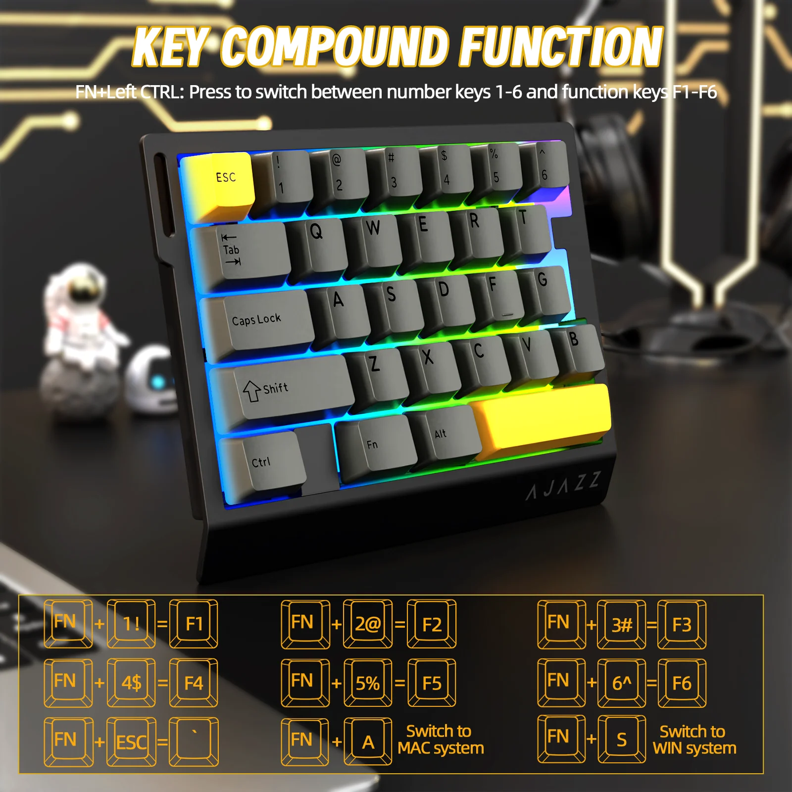 ATTACK SHARK X AJAZZ AK029 Wired One-Handed Gaming Keyboard - Image 18