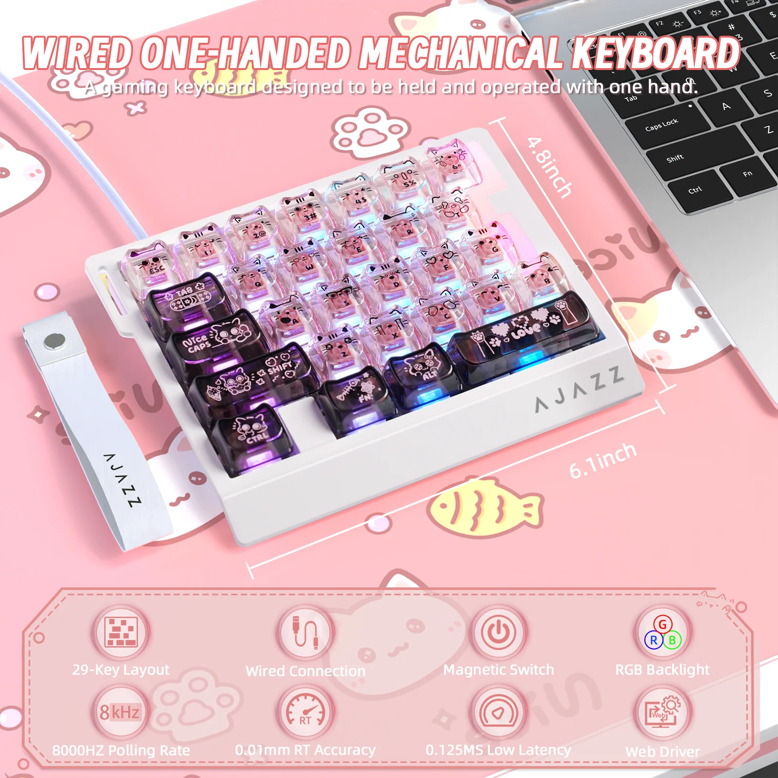 ATTACK SHARK X AJAZZ AK029 Wired One-Handed Gaming Keyboard - Image 38