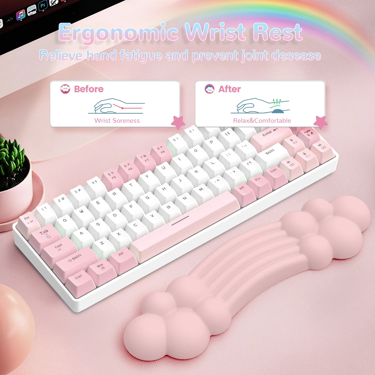 ATTACK SHARK X MAMBASNAKE Rainbow Cloud Keyboard Wrist Rest - Image 20