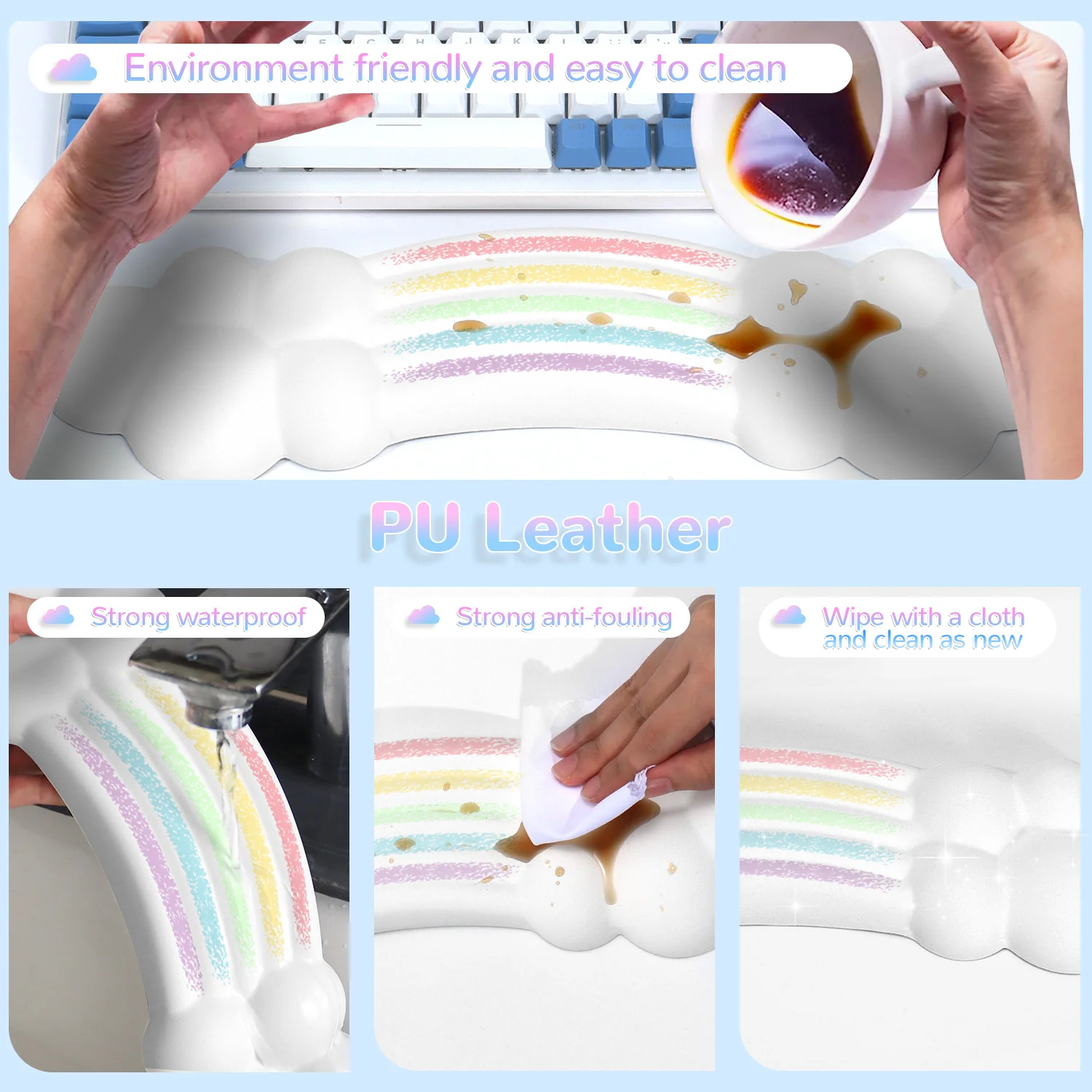 ATTACK SHARK X MAMBASNAKE Rainbow Cloud Keyboard Wrist Rest - Image 3