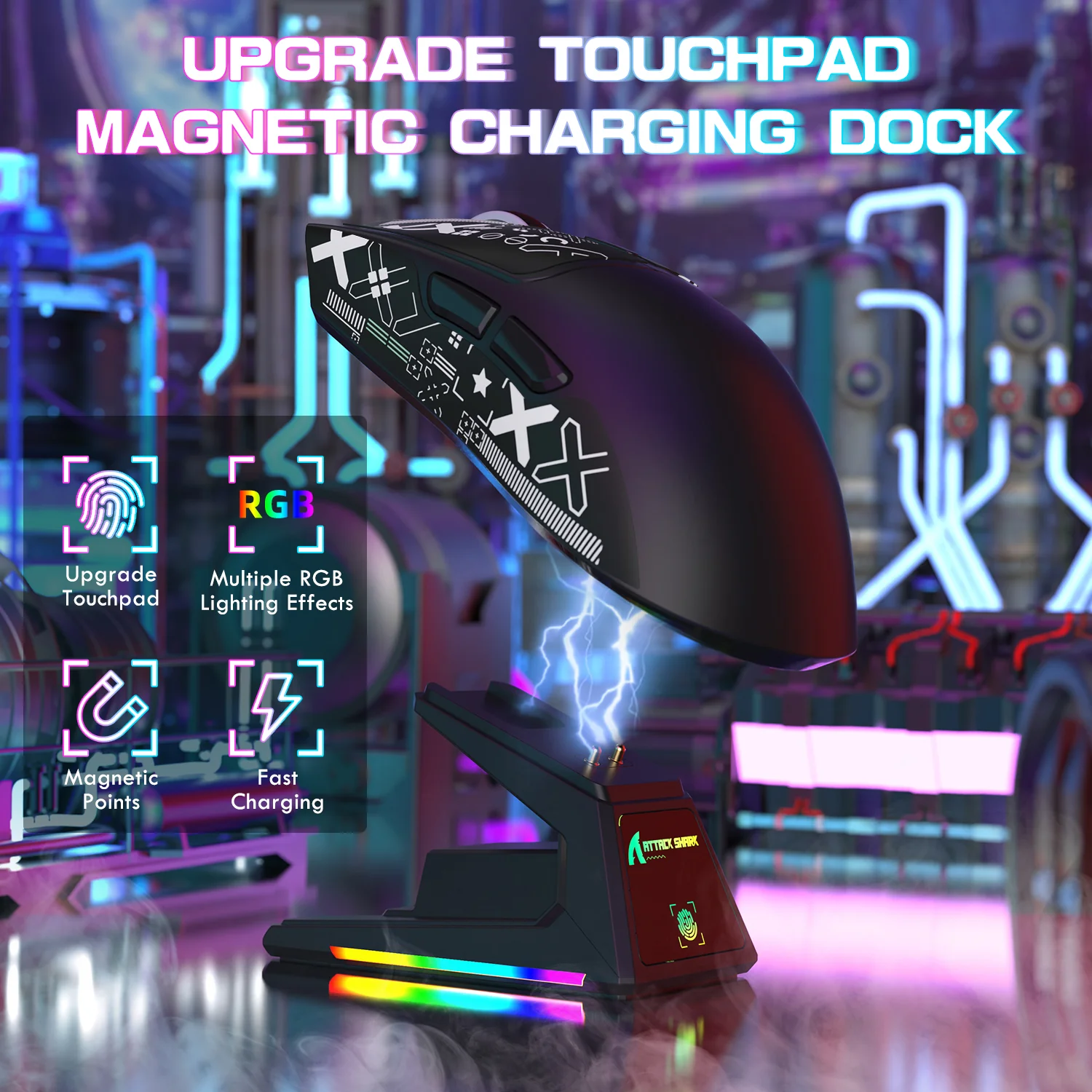 ATTACK SHARK X1 Tri-mode Gaming Mouse With Touchpad RGB Charging Dock PAW3395PRO Sensor - Image 39