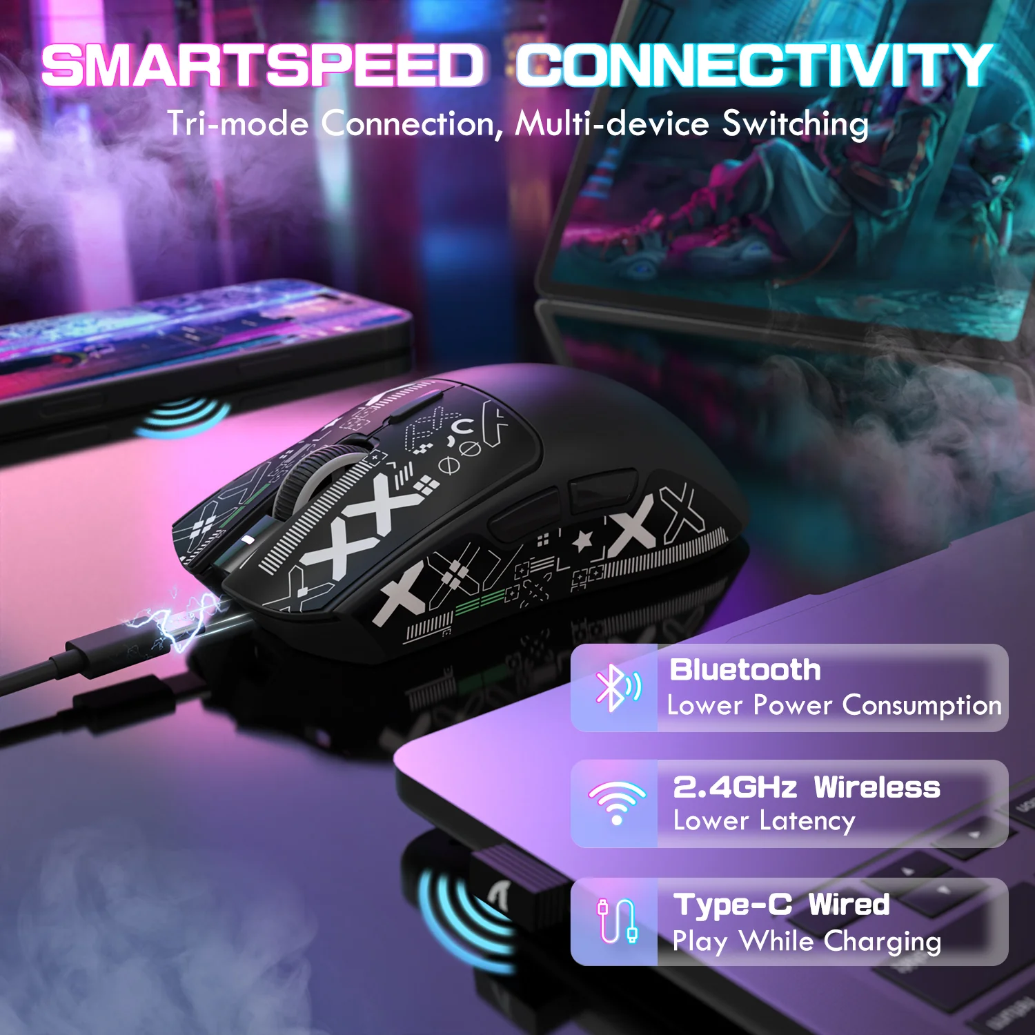 ATTACK SHARK X1 Tri-mode Gaming Mouse With Touchpad RGB Charging Dock PAW3395PRO Sensor - Image 41
