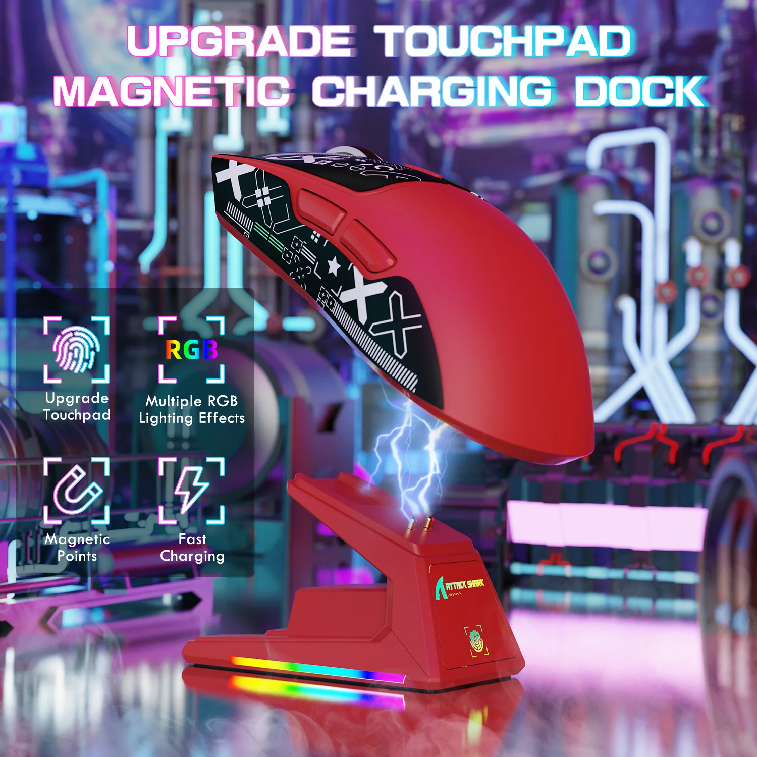 ATTACK SHARK X1 Tri-mode Gaming Mouse With Touchpad RGB Charging Dock PAW3395PRO Sensor - Image 48