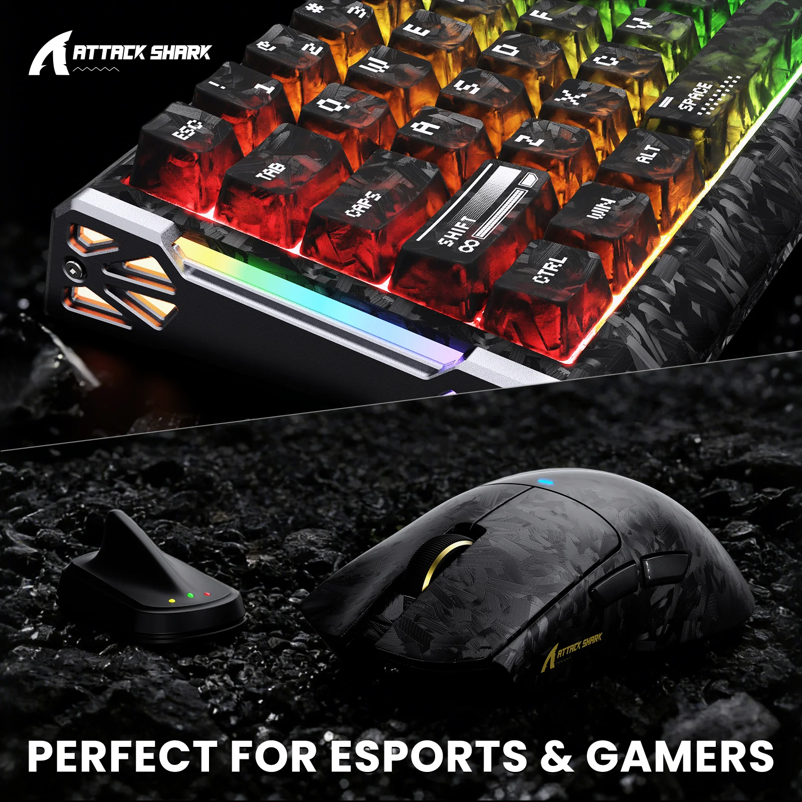 ATTACK SHARK R68 HE & X11 ULTRA Carbon Fiber Gaming Bundle With C01 ULTRA Coiled Cable - Image 10