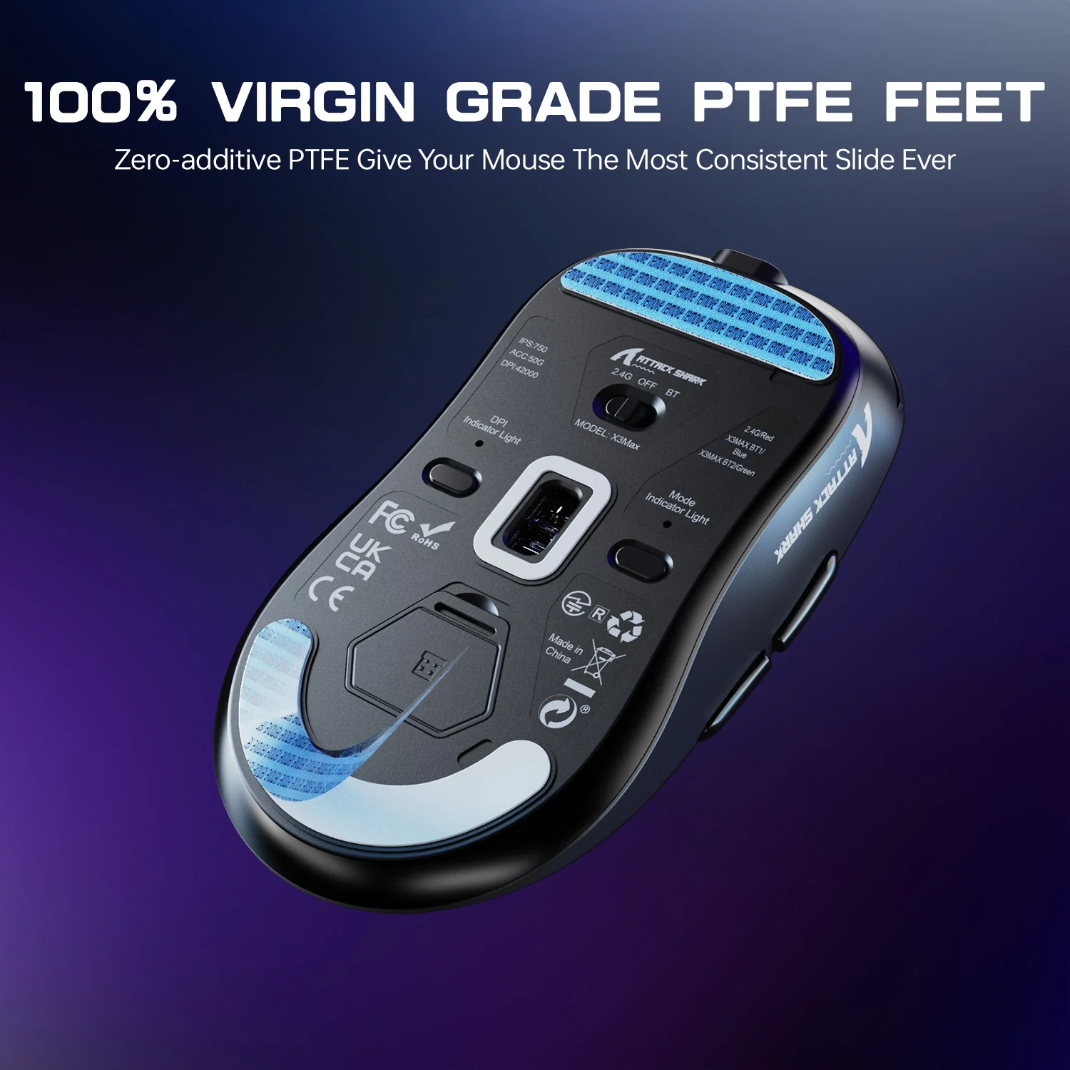 ATTACK SHARK X3MAX PAW3950 Wireless Gaming Mouse with C06 Mouse Coiled Cable - Image 18