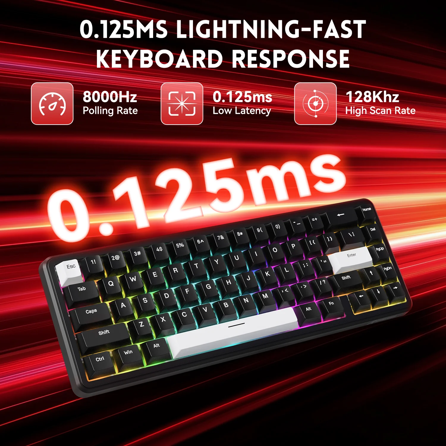 ATTACK SHARK X65 HE Magnetic Switch Rapid Trigger Keyboard With 8Khz Coiled Cable - Image 11