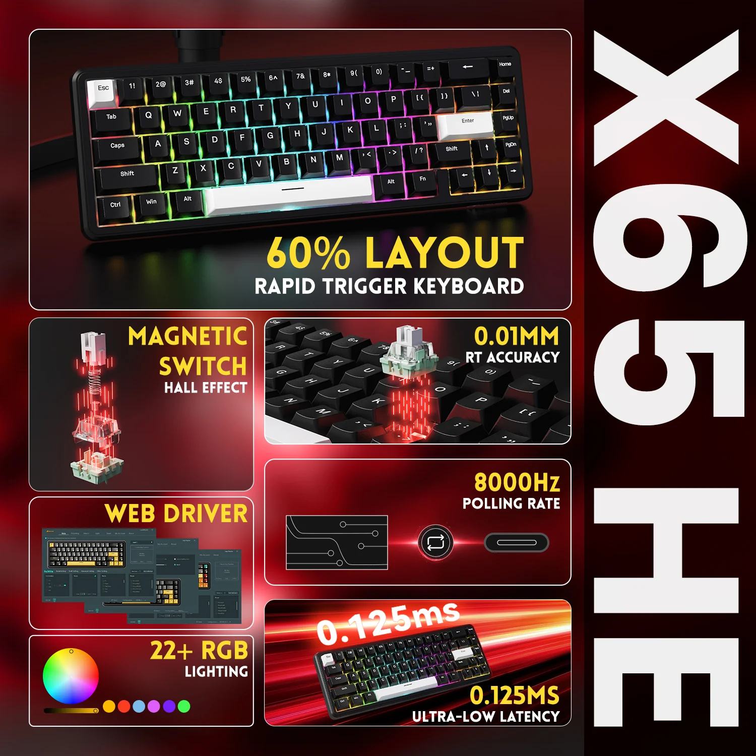 ATTACK SHARK X65 HE Magnetic Switch Rapid Trigger Keyboard With 8Khz Coiled Cable - Image 21