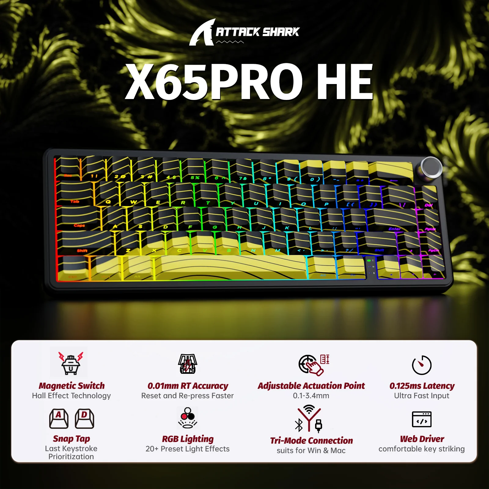 ATTACK SHARK X65PRO HE Wireless Rapid Trigger Keyboard Magnetic Switch - Image 18