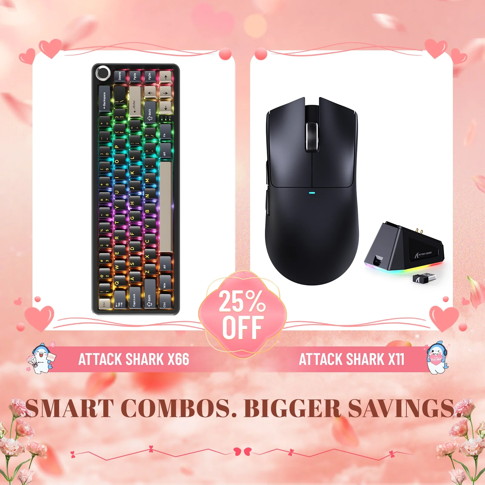 ATTACK SHARK X66 Wireless Mechanical Keyboard + X11 Wireless Gaming Mouse Bundle - Image 4