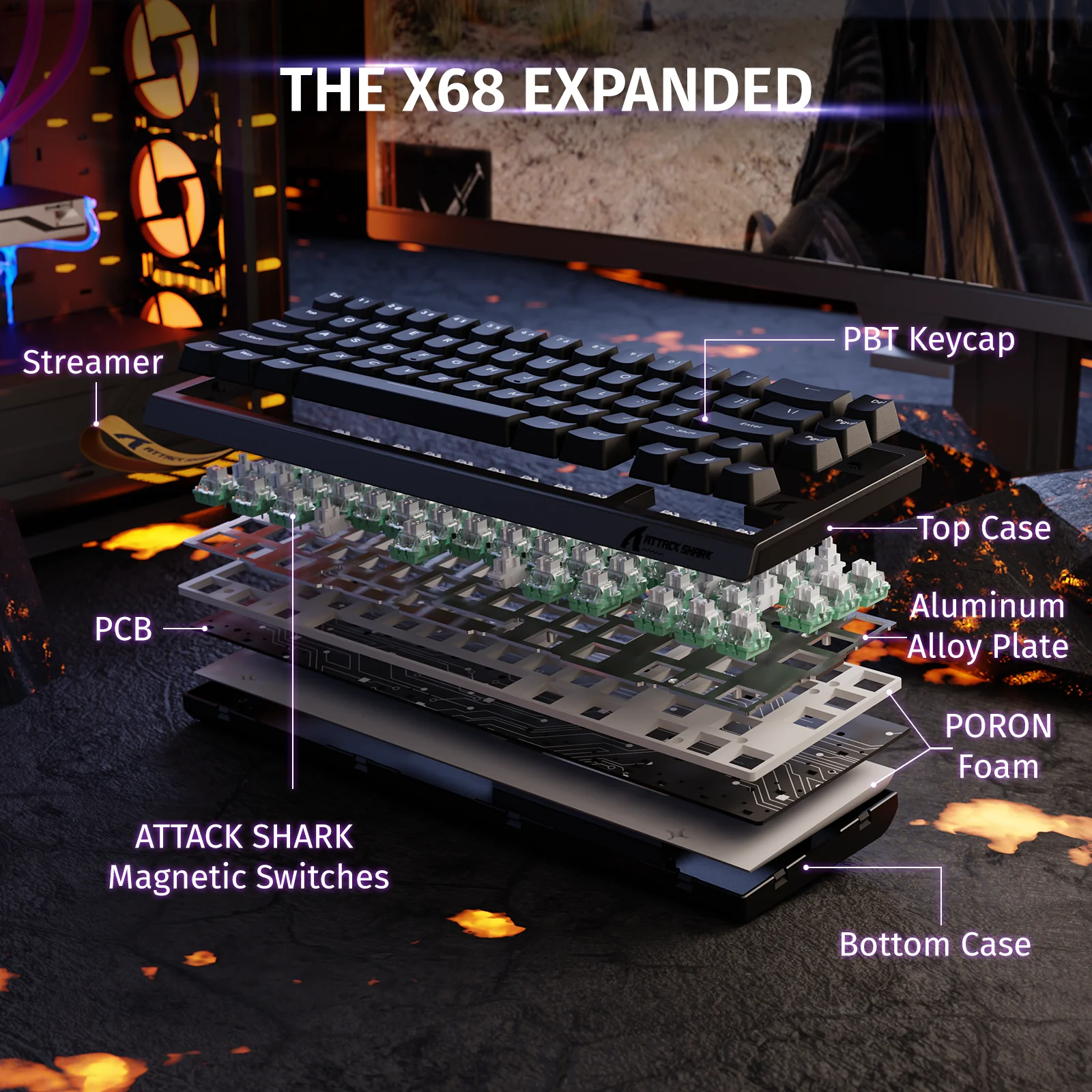 ATTACK SHARK X68 HE Rapid Trigger Keyboard Magnetic Switch - Image 36