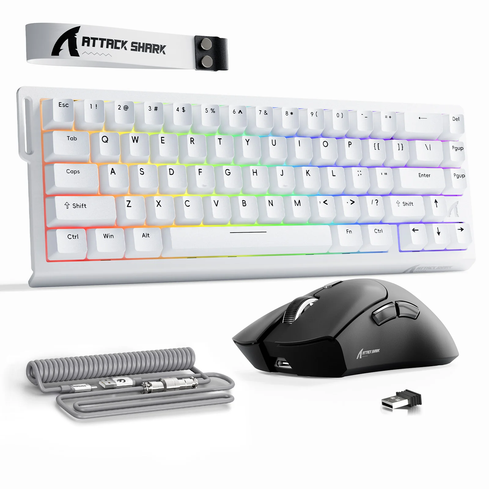 ATTACK SHARK X68HE Rapid Trigger Keyboard + R1 Wireless Gaming Mouse + C01 Coiled Cable Bundle - Image 4