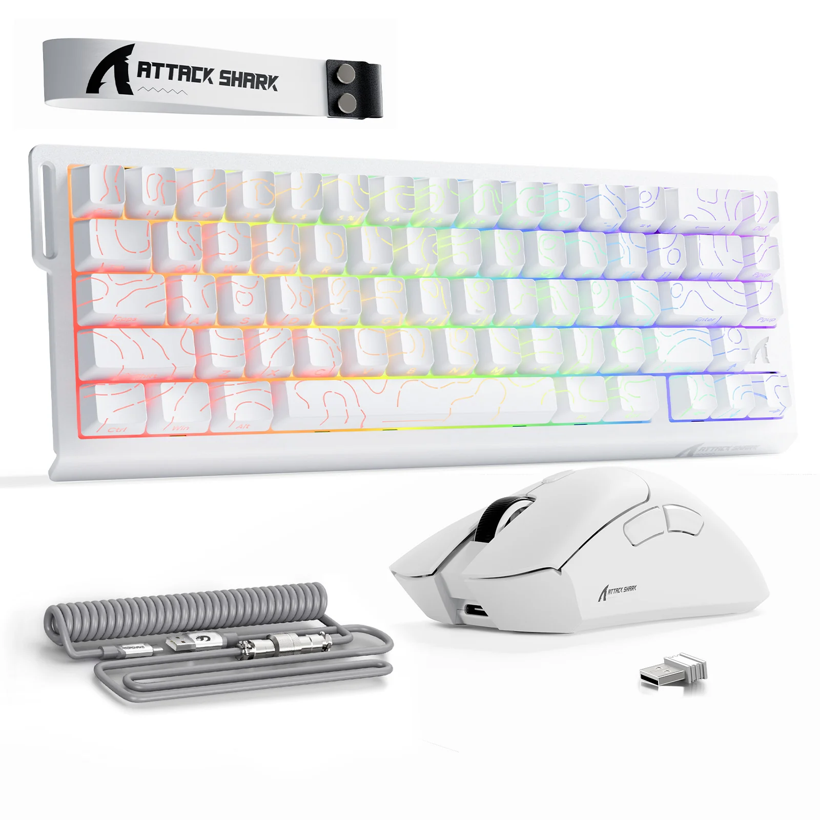 ATTACK SHARK X68HE Rapid Trigger Keyboard + R1 Wireless Gaming Mouse + C01 Coiled Cable Bundle - Image 6