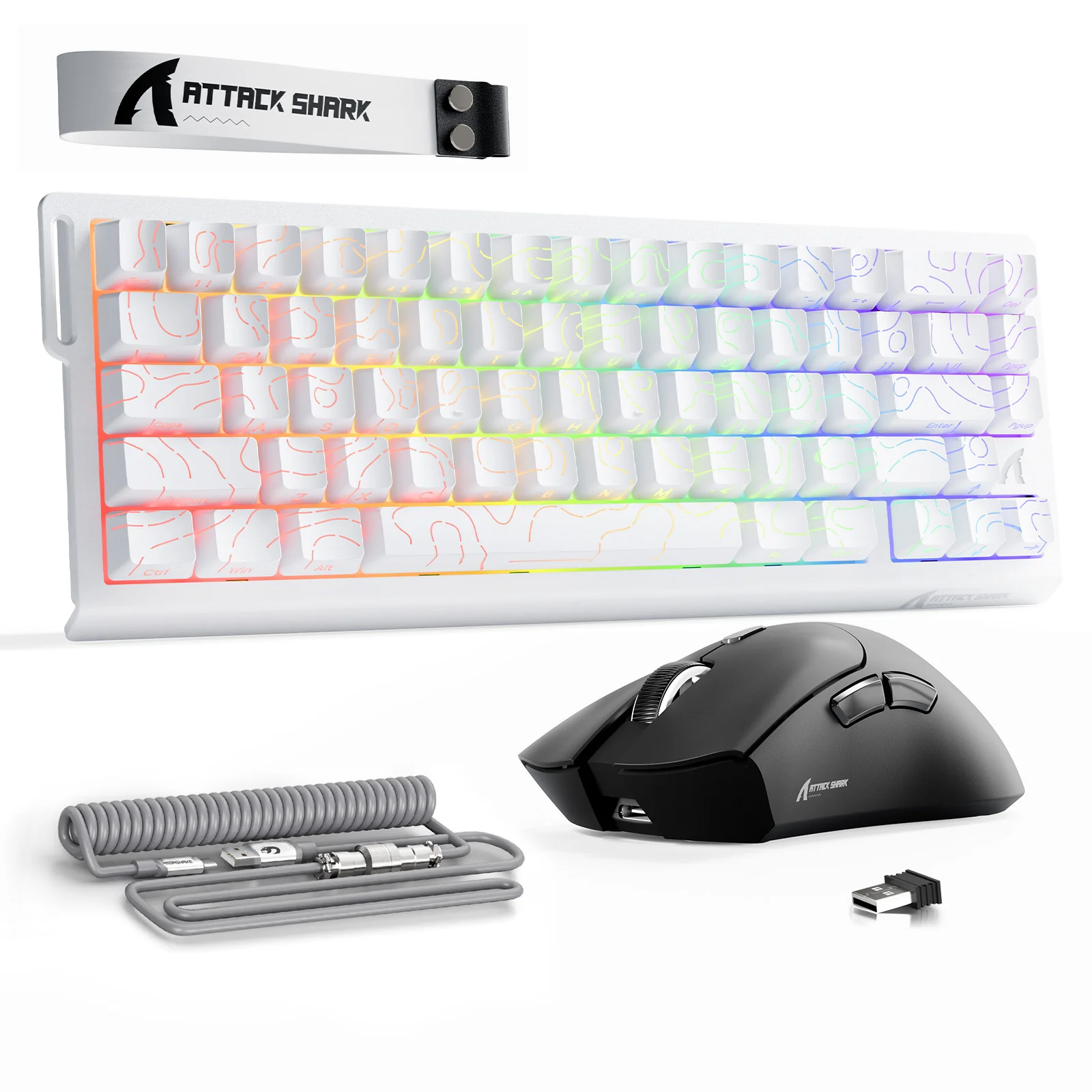 ATTACK SHARK X68HE Rapid Trigger Keyboard + R1 Wireless Gaming Mouse + C01 Coiled Cable Bundle - Image 8