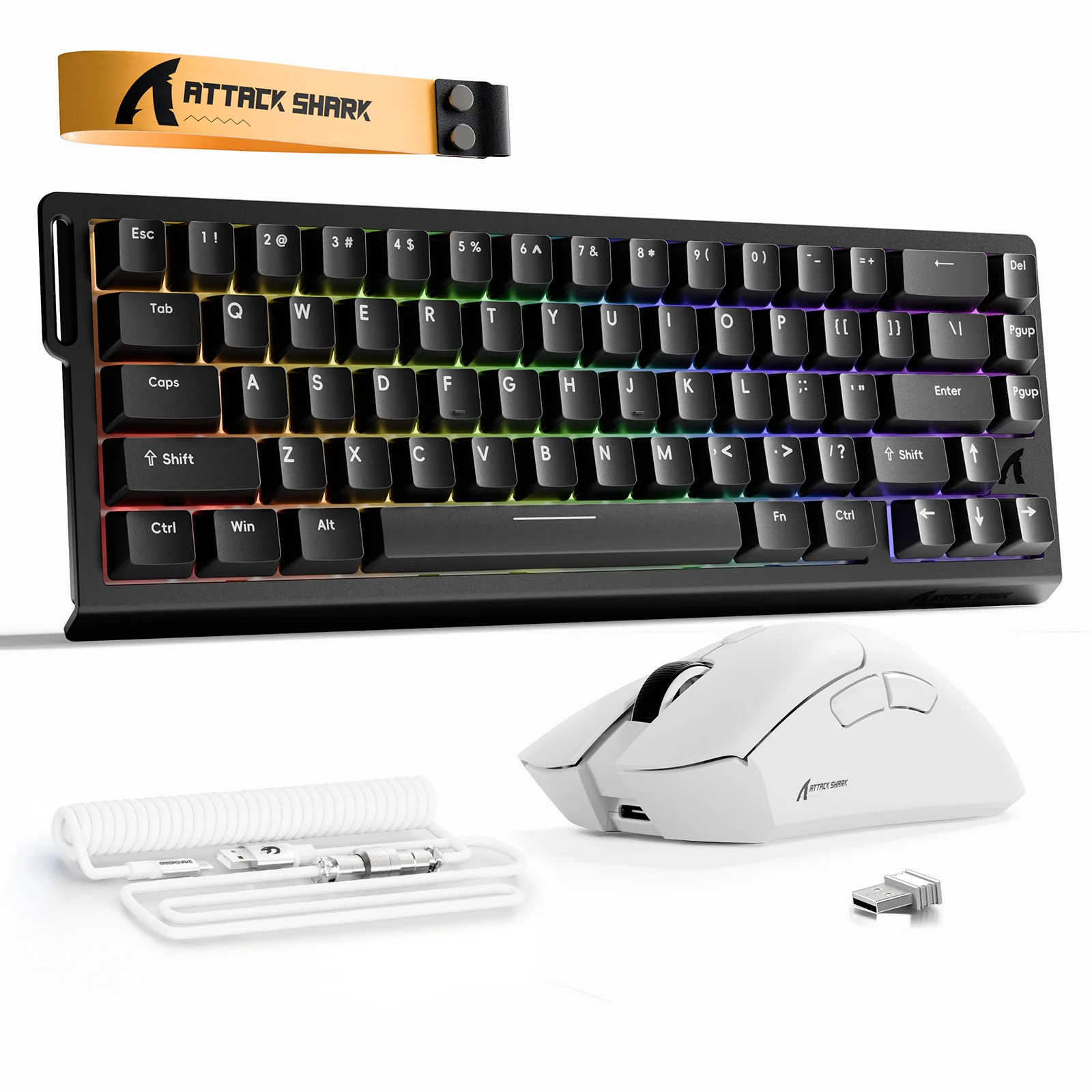 ATTACK SHARK X68HE Rapid Trigger Keyboard + R1 Wireless Gaming Mouse + C01 Coiled Cable Bundle - Image 9