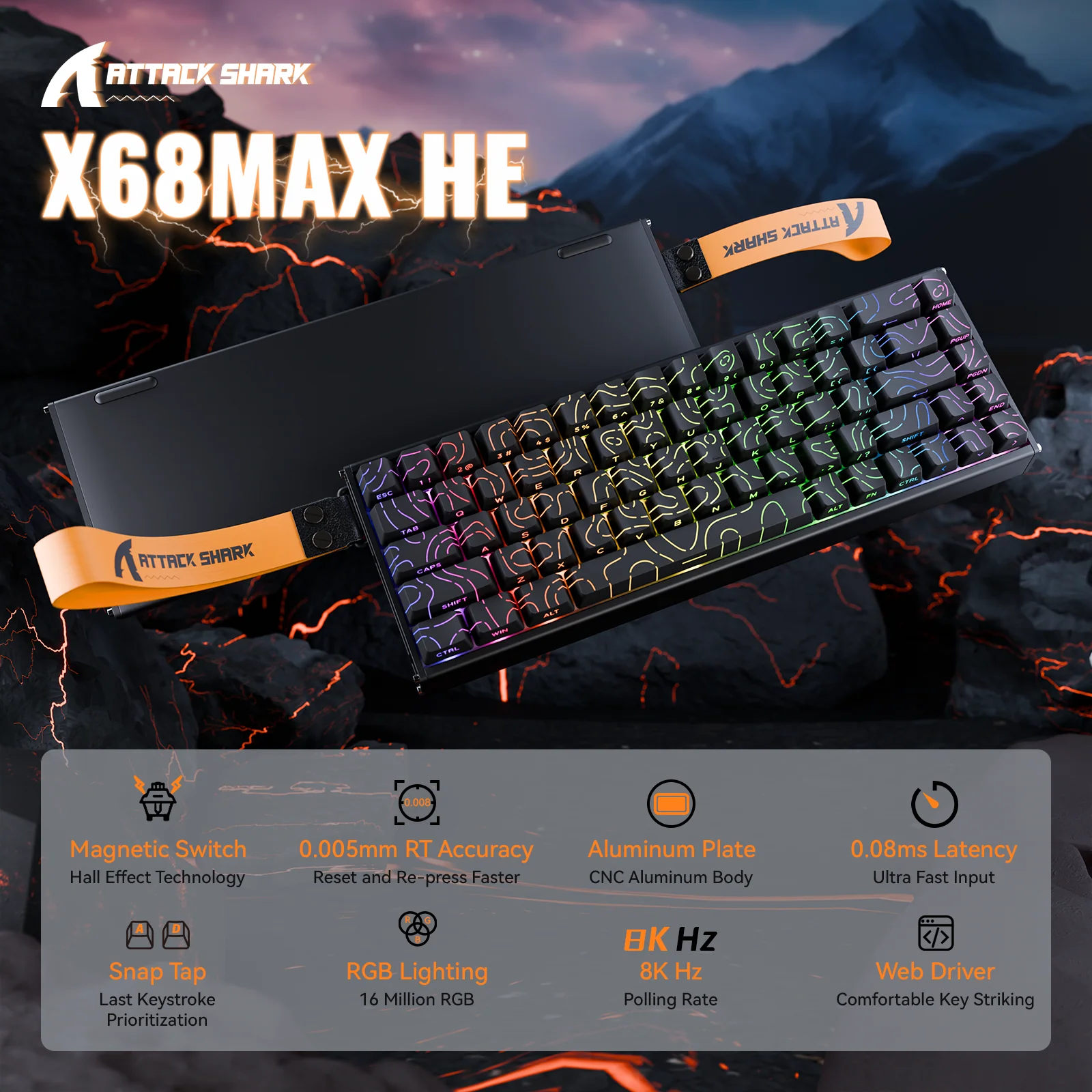 ATTACK SHARK X68MAX HE Rapid Trigger Aluminum Keyboard Magnetic Switch - Image 11